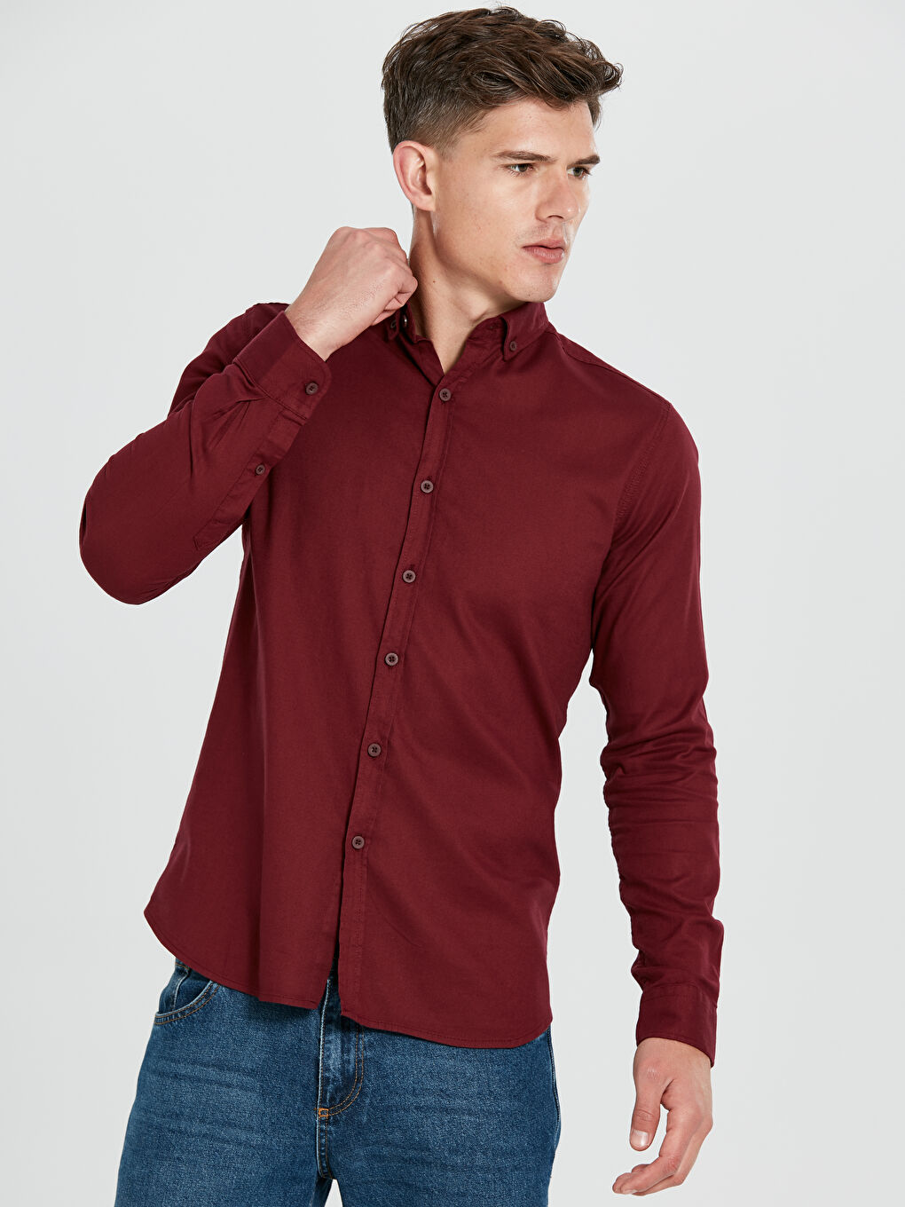 قميص بأكمام طويلة بقصة ضيقة للغاية-1