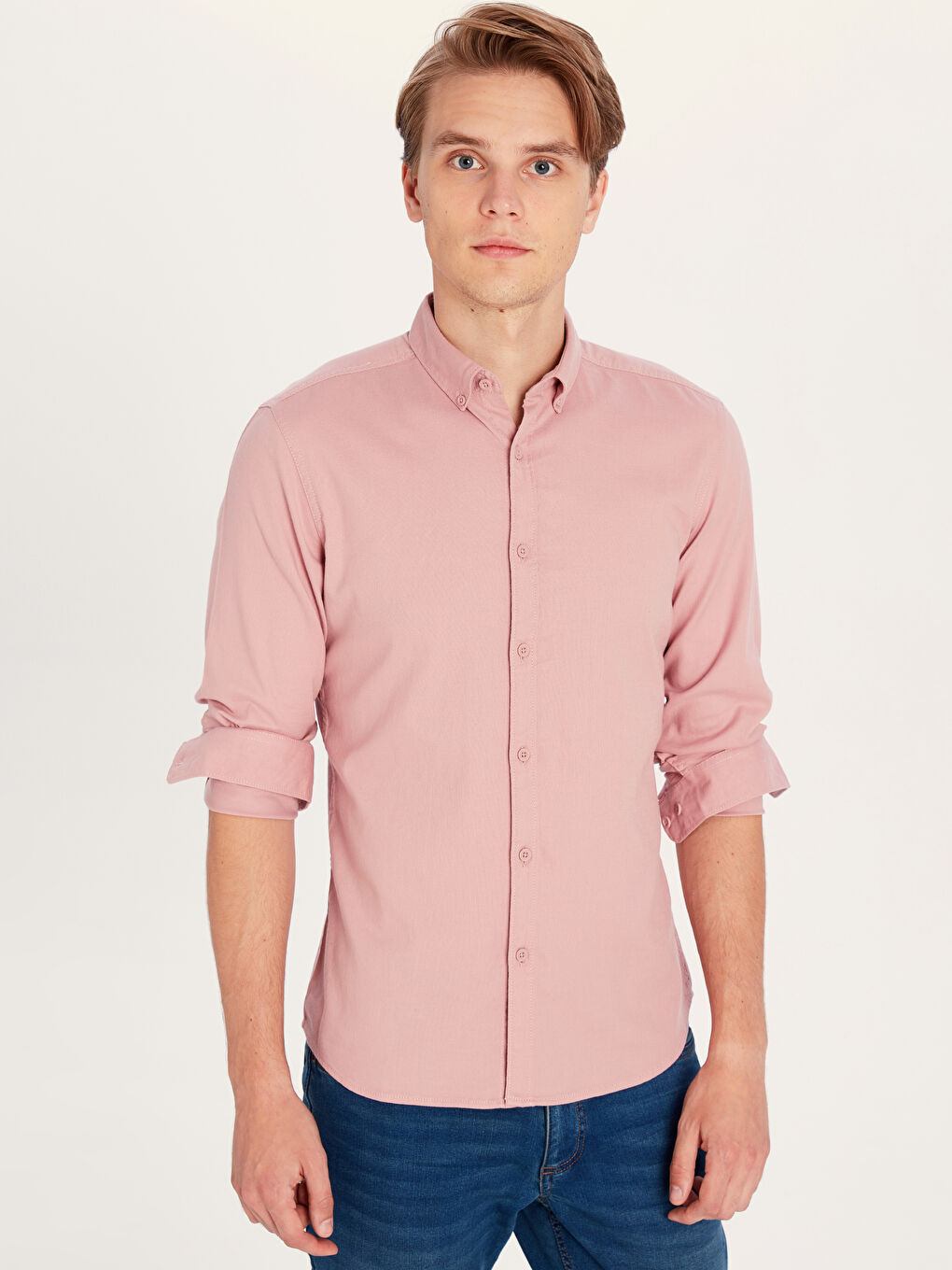 قميص إكسترا سليم فيت كم طويل دوبي للرجال-1