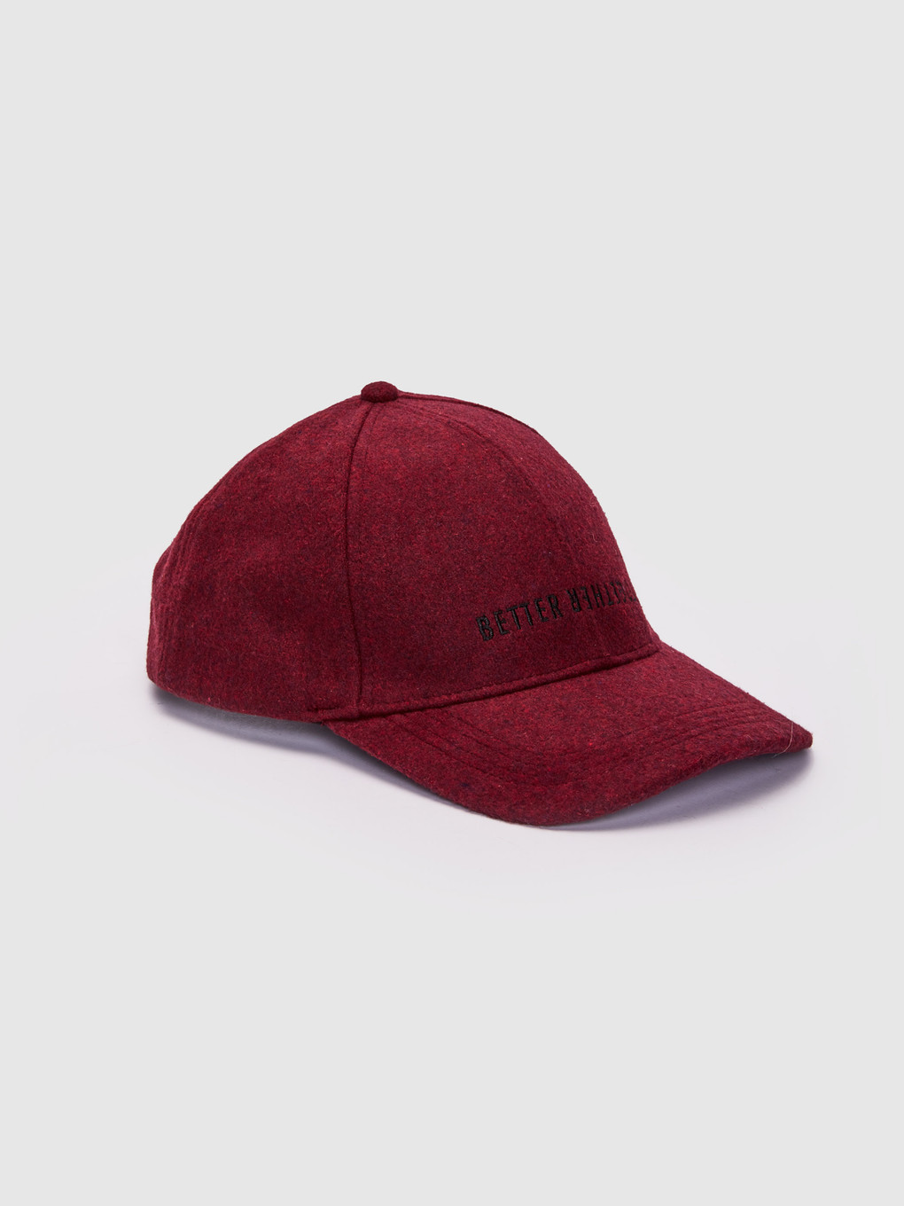 Bordo Yazı Nakışlı Kaşe Şapka