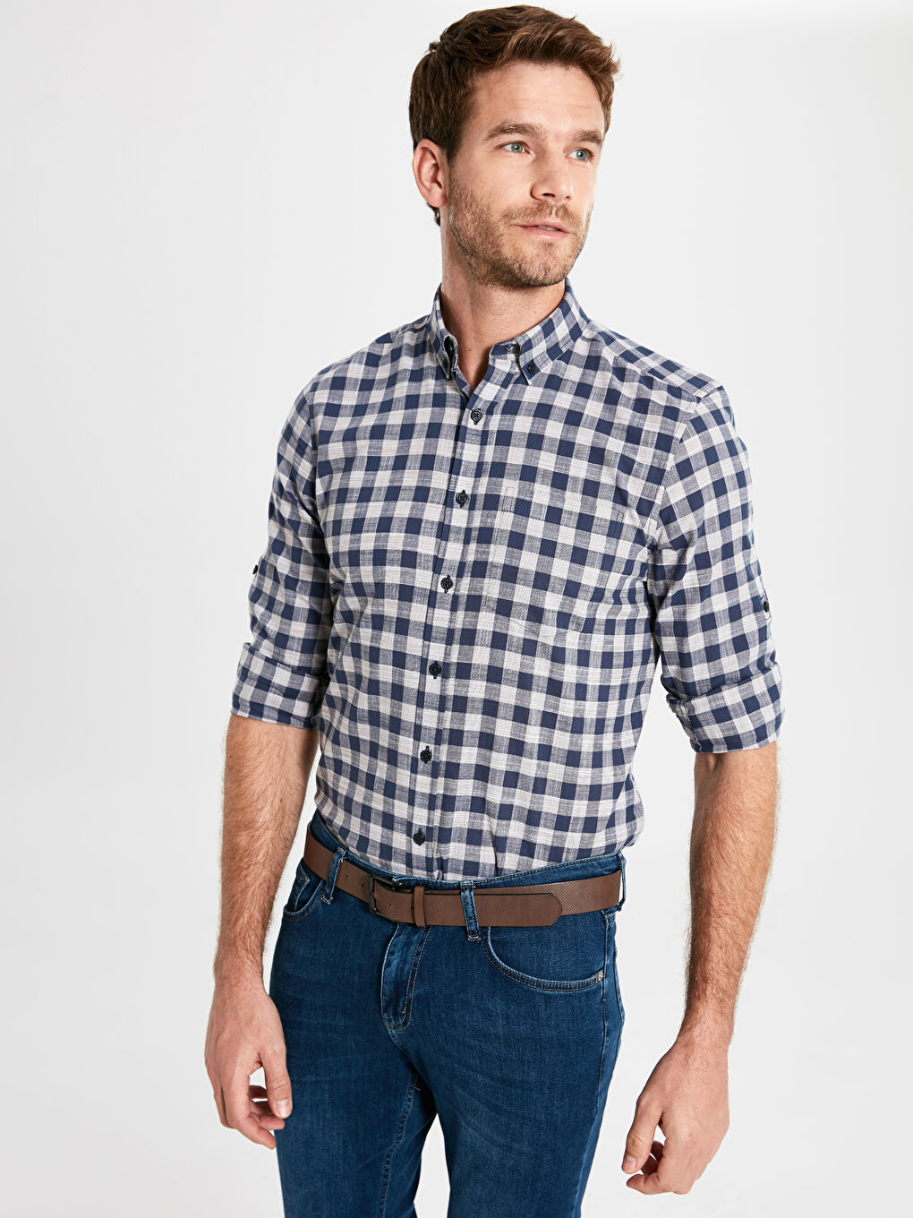 Standard Fit Long Sleeved Poplin Men's Shirt-1