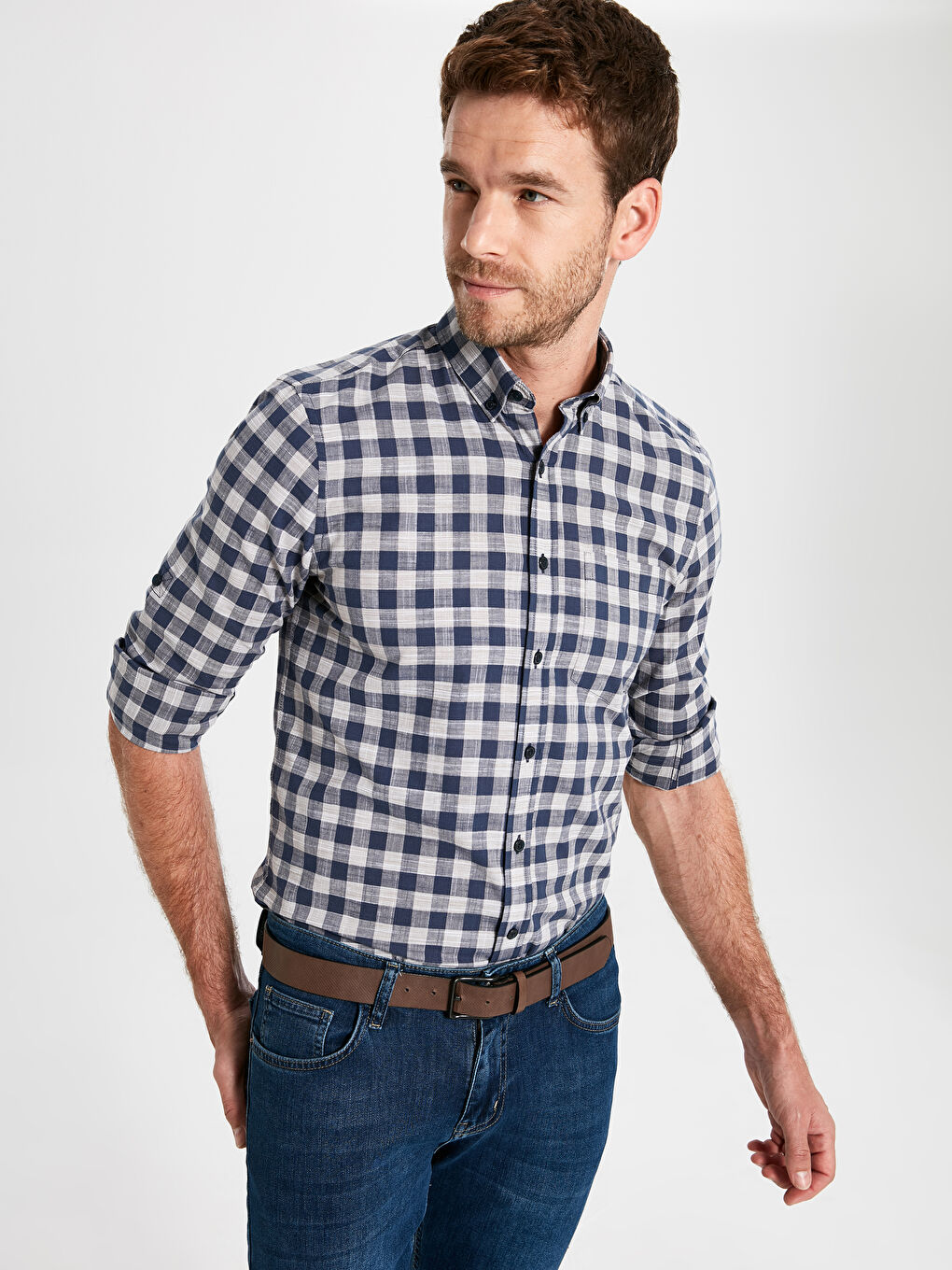 Standard Fit Long Sleeved Poplin Men's Shirt-2