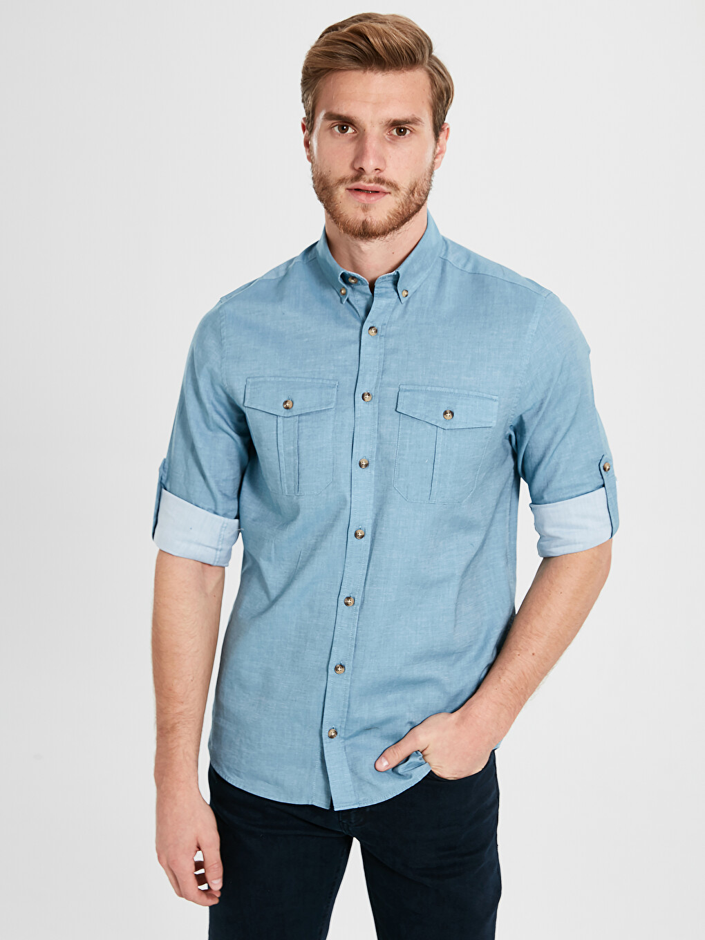 majica od pamuka i gabardena regular fit-1