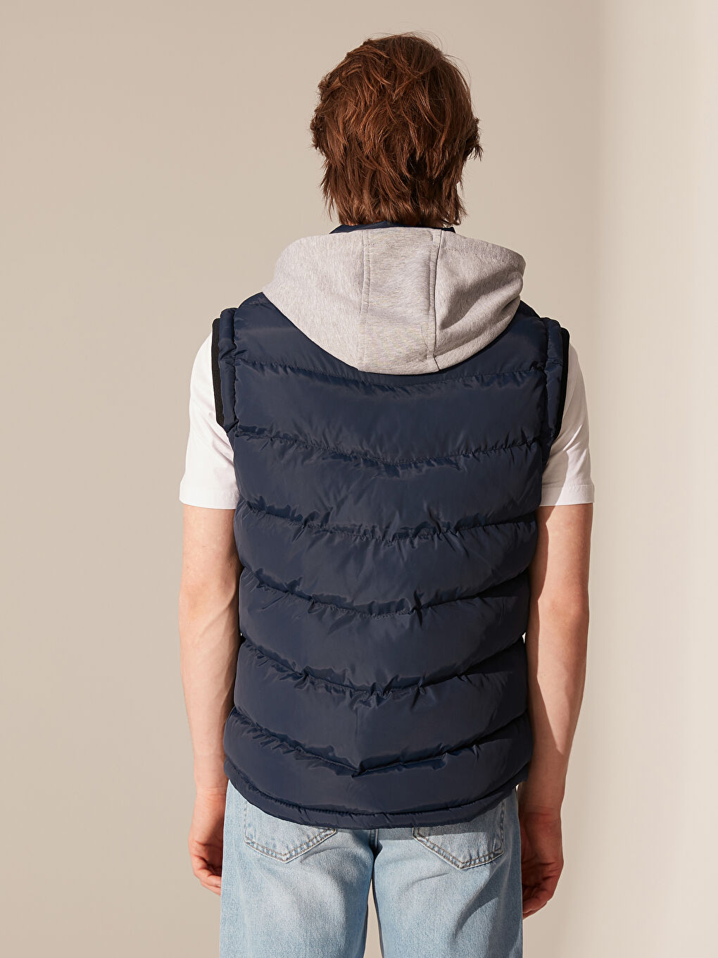 Lacivert Slim Fit Dik Yaka Kalın Erkek Yelek-3