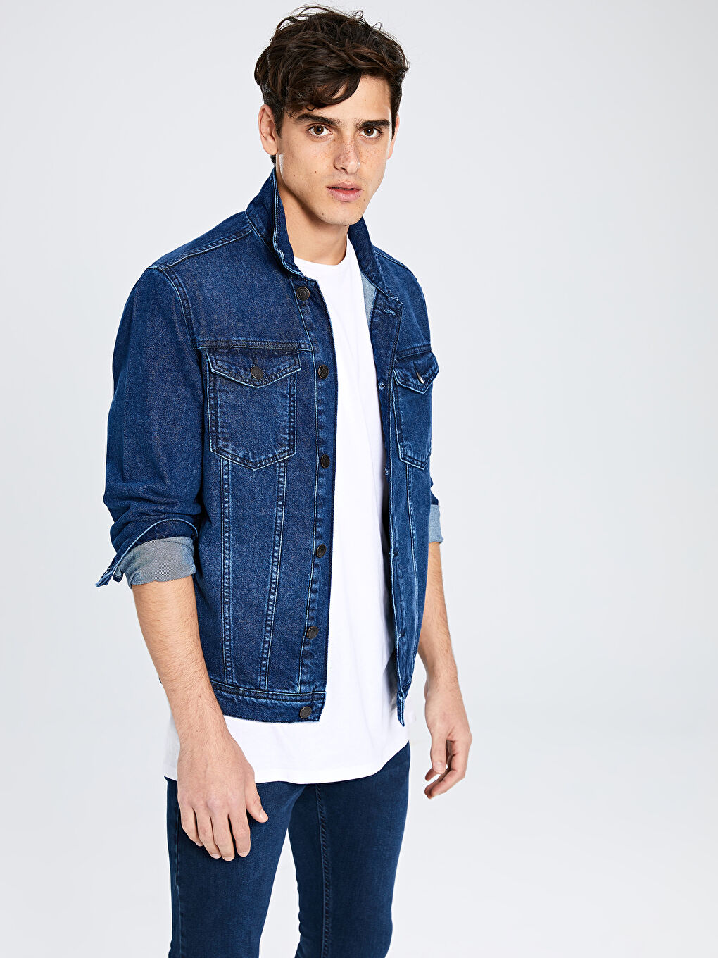 İndigo Standart Kalıp Erkek Jean Ceket-1