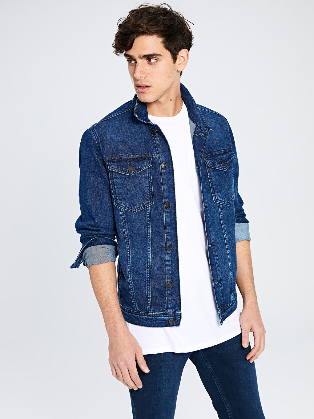 İndigo Standart Kalıp Erkek Jean Ceket-2