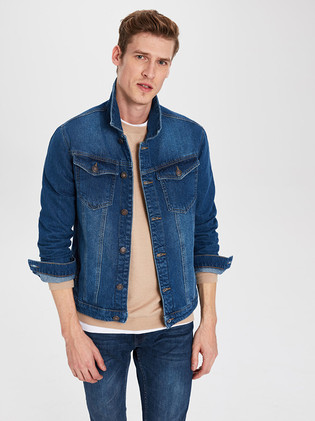 İndigo Standart Kalıp Erkek Jean Ceket-1