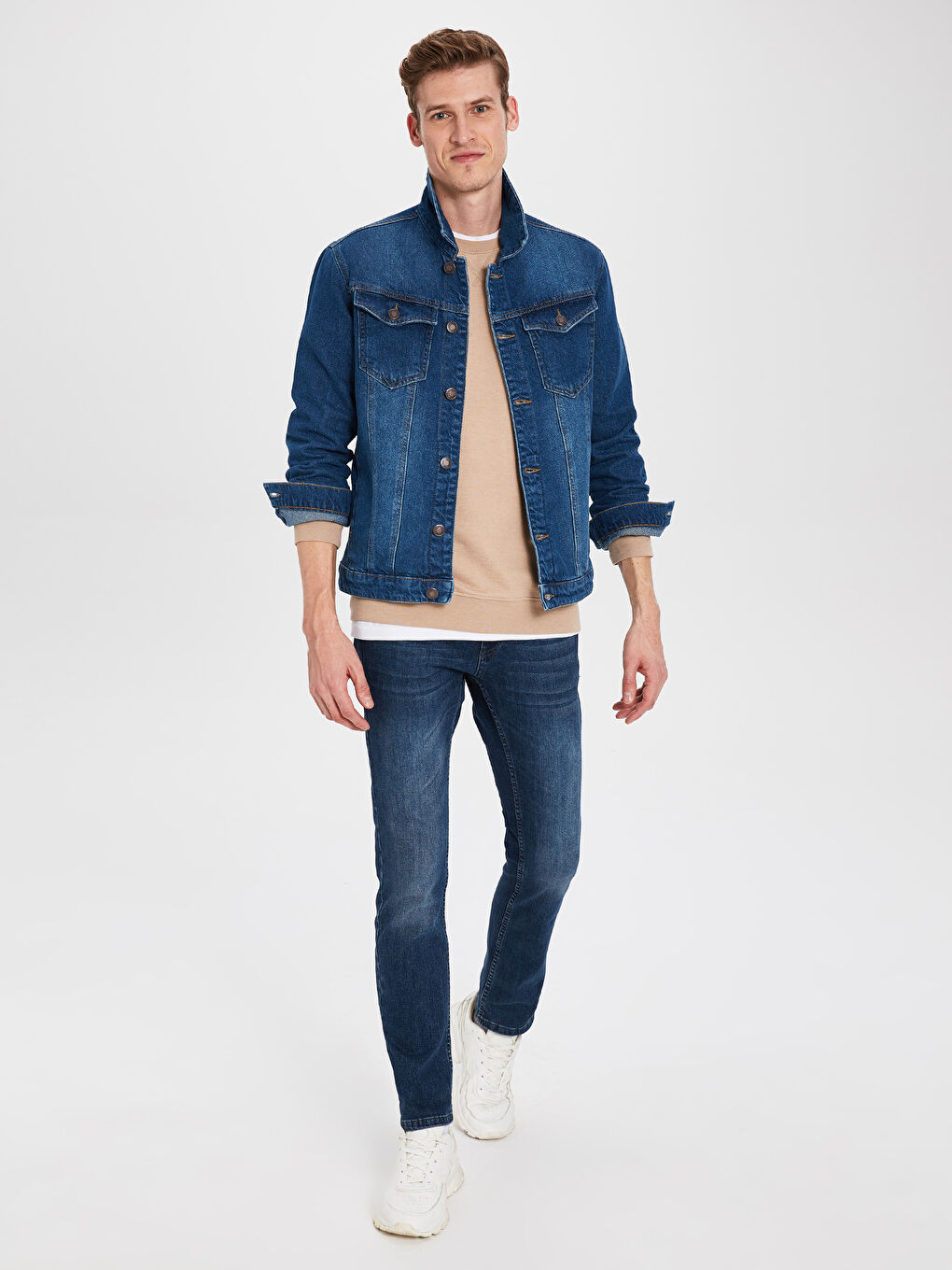 İndigo Standart Kalıp Erkek Jean Ceket-2