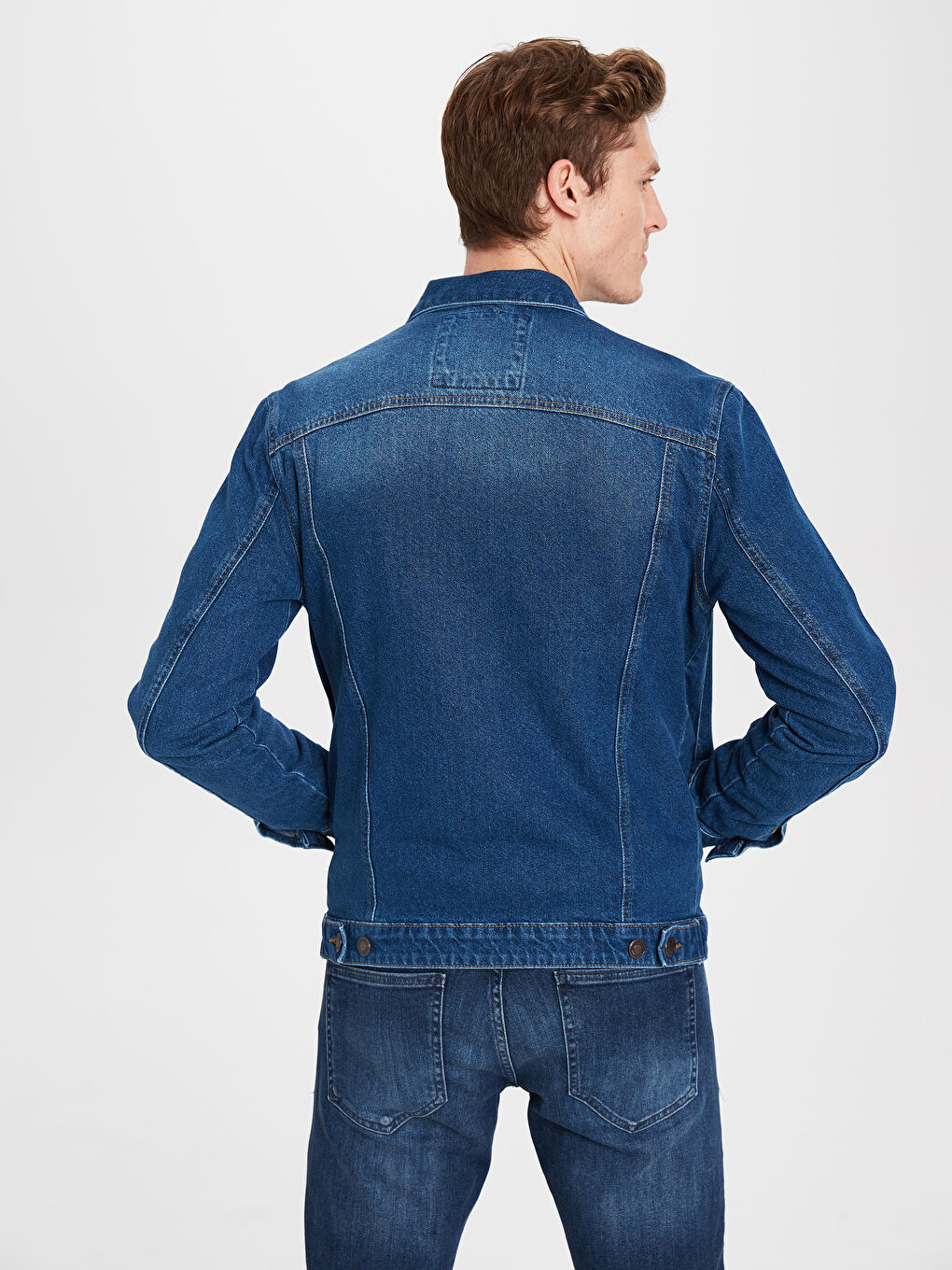 İndigo Standart Kalıp Erkek Jean Ceket-3