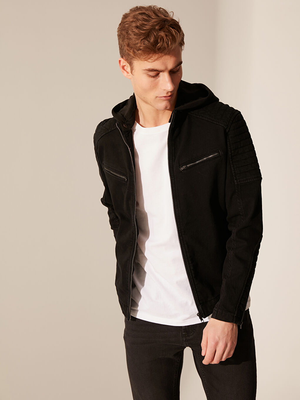 Antrasit Standart Kalıp Erkek Jean Ceket-1