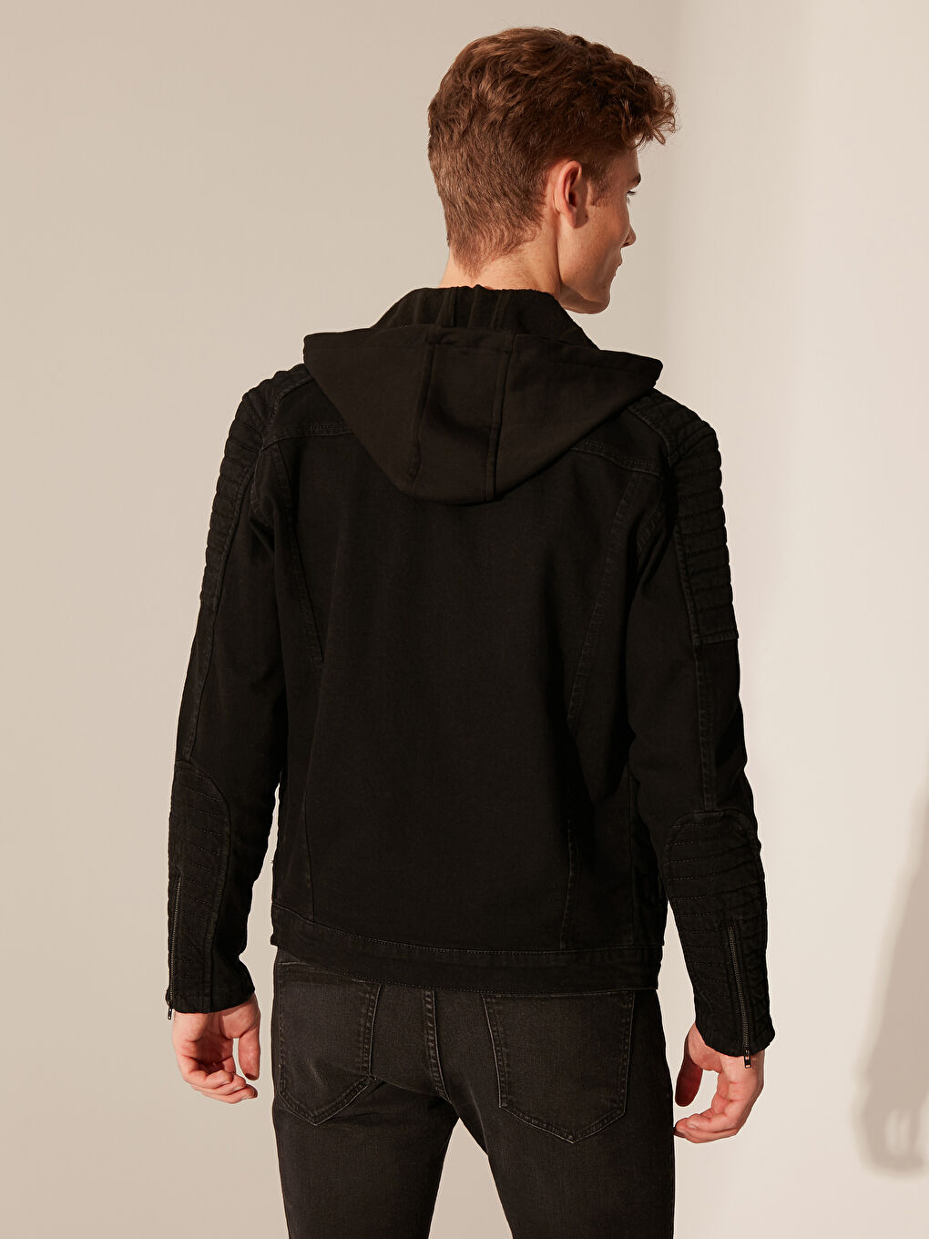 Antrasit Standart Kalıp Erkek Jean Ceket-4