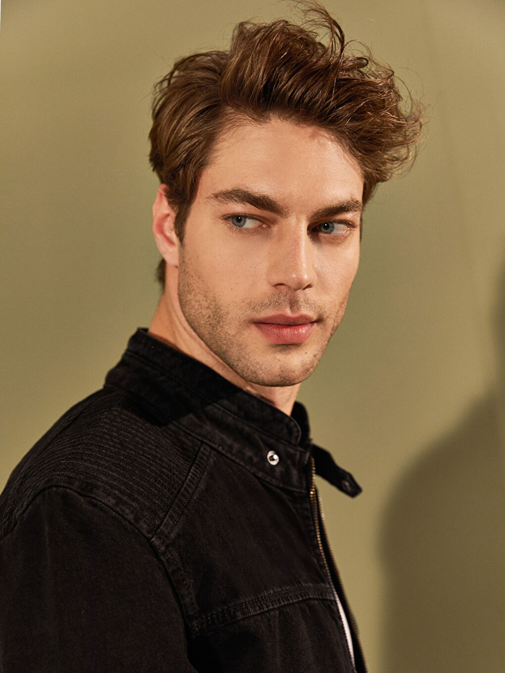 Siyah Standart Kalıp Erkek Jean Ceket-3