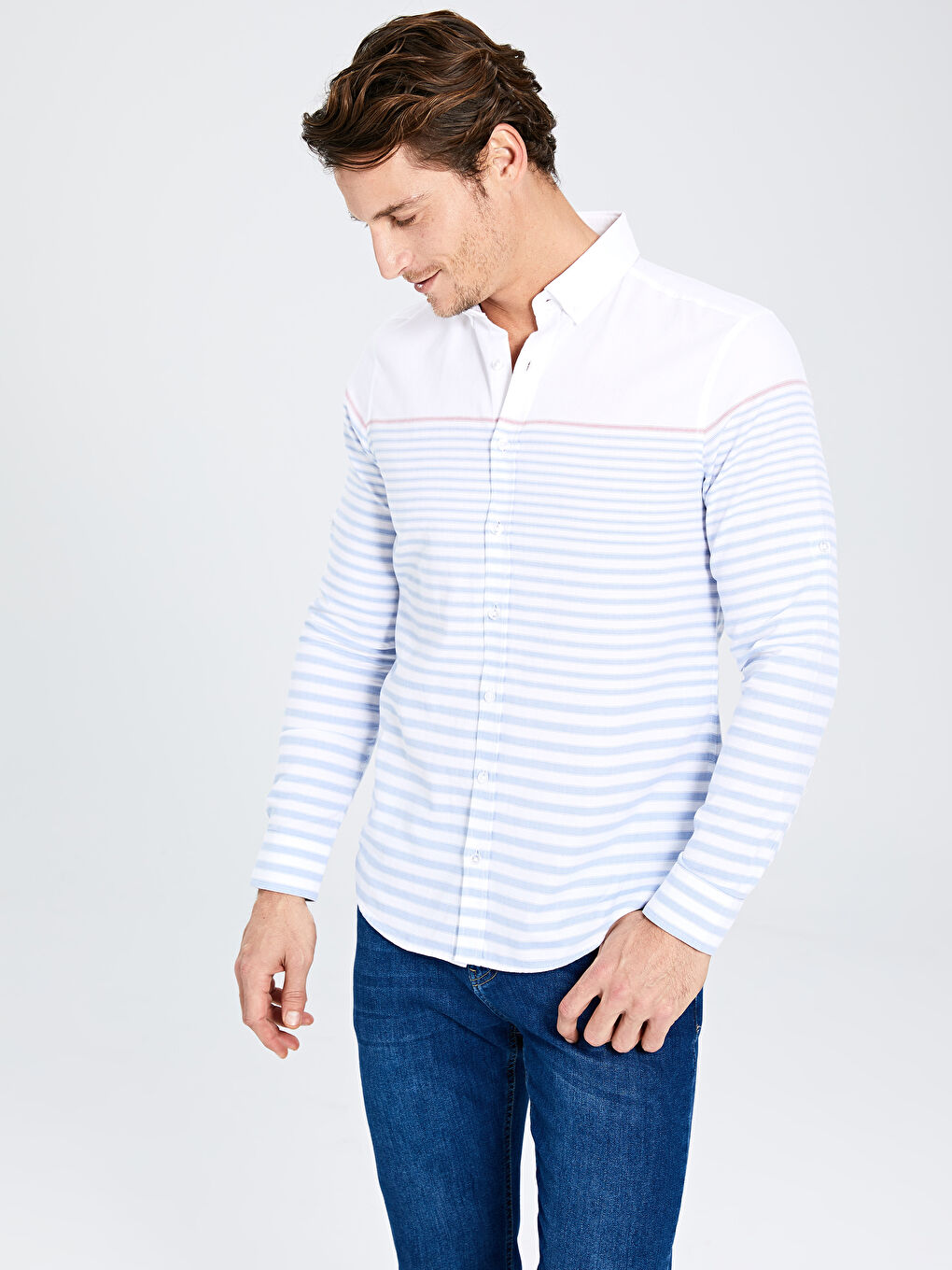 Рубашка Мужская Оксфорд Слим Фит С Длинным Рукавом-2