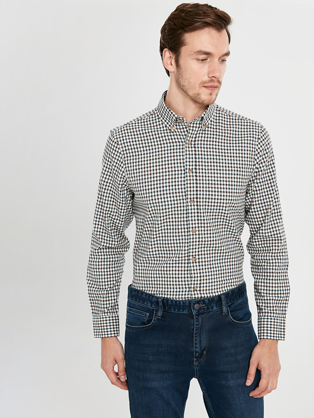 Regular Fit Long Sleeve Gabardine Shirt-4