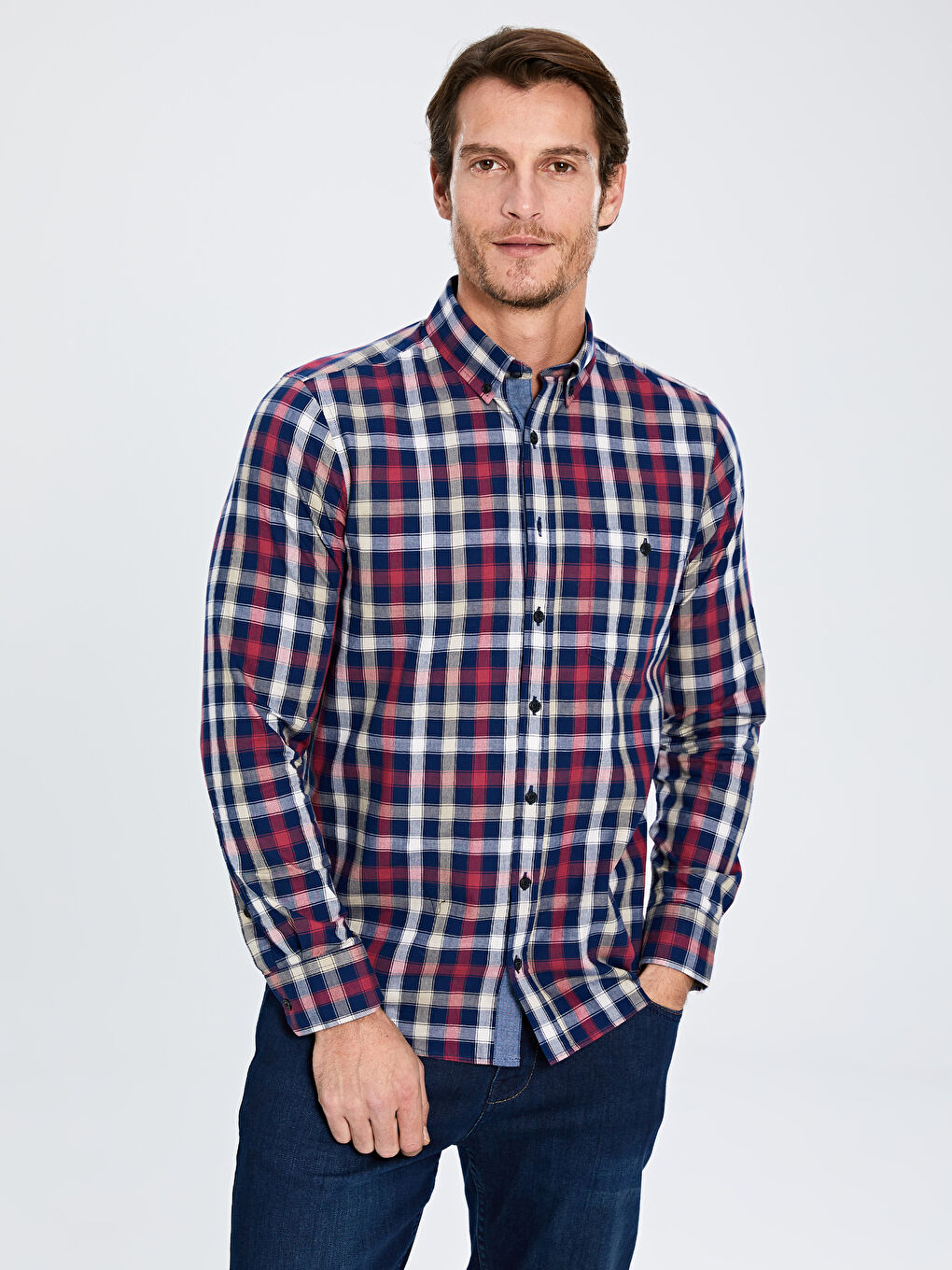 Chemise Gabardine Manches Longues Coupe Régulière