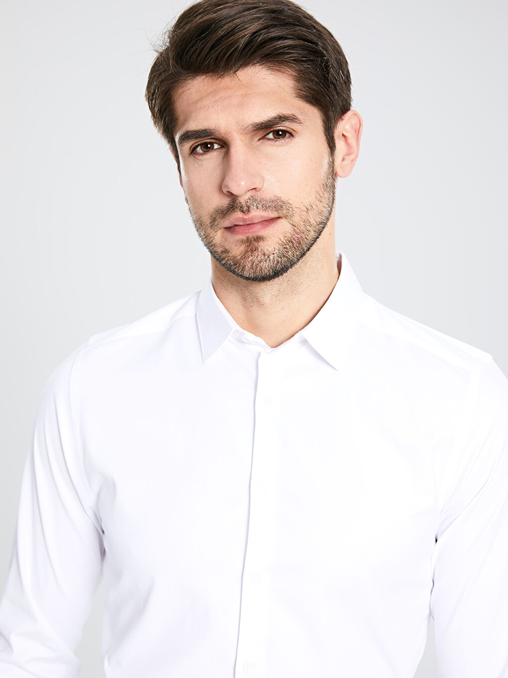 Beyaz Ekstra Slim Fit Uzun Kollu Poplin Erkek Gömlek-5