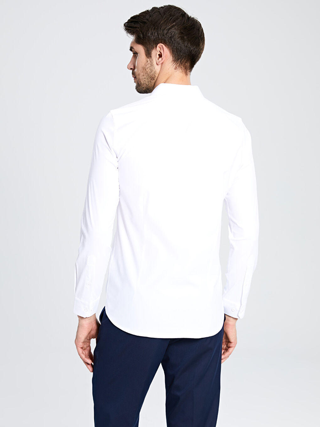 Beyaz Ekstra Slim Fit Uzun Kollu Poplin Erkek Gömlek-6