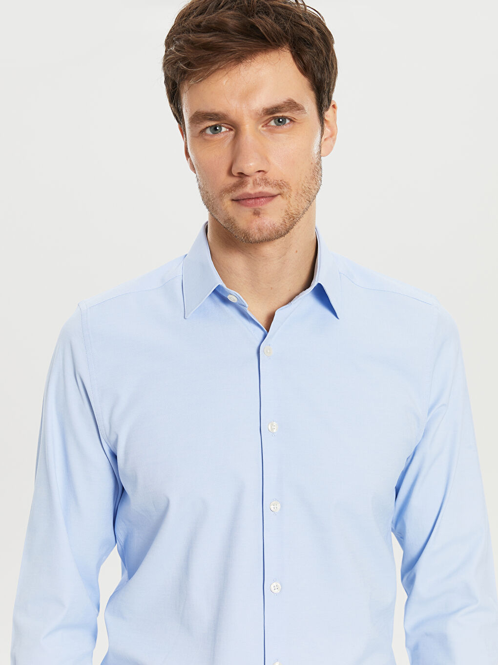 Сорочка для чоловіків слім-фіт з довгим рукавом з оксфордської тканини-2