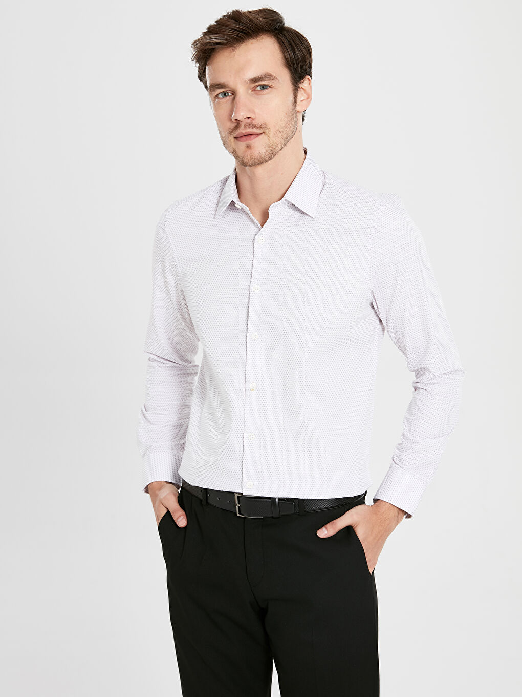 Bordo Slim Fit Uzun Kollu Erkek Gömlek-2