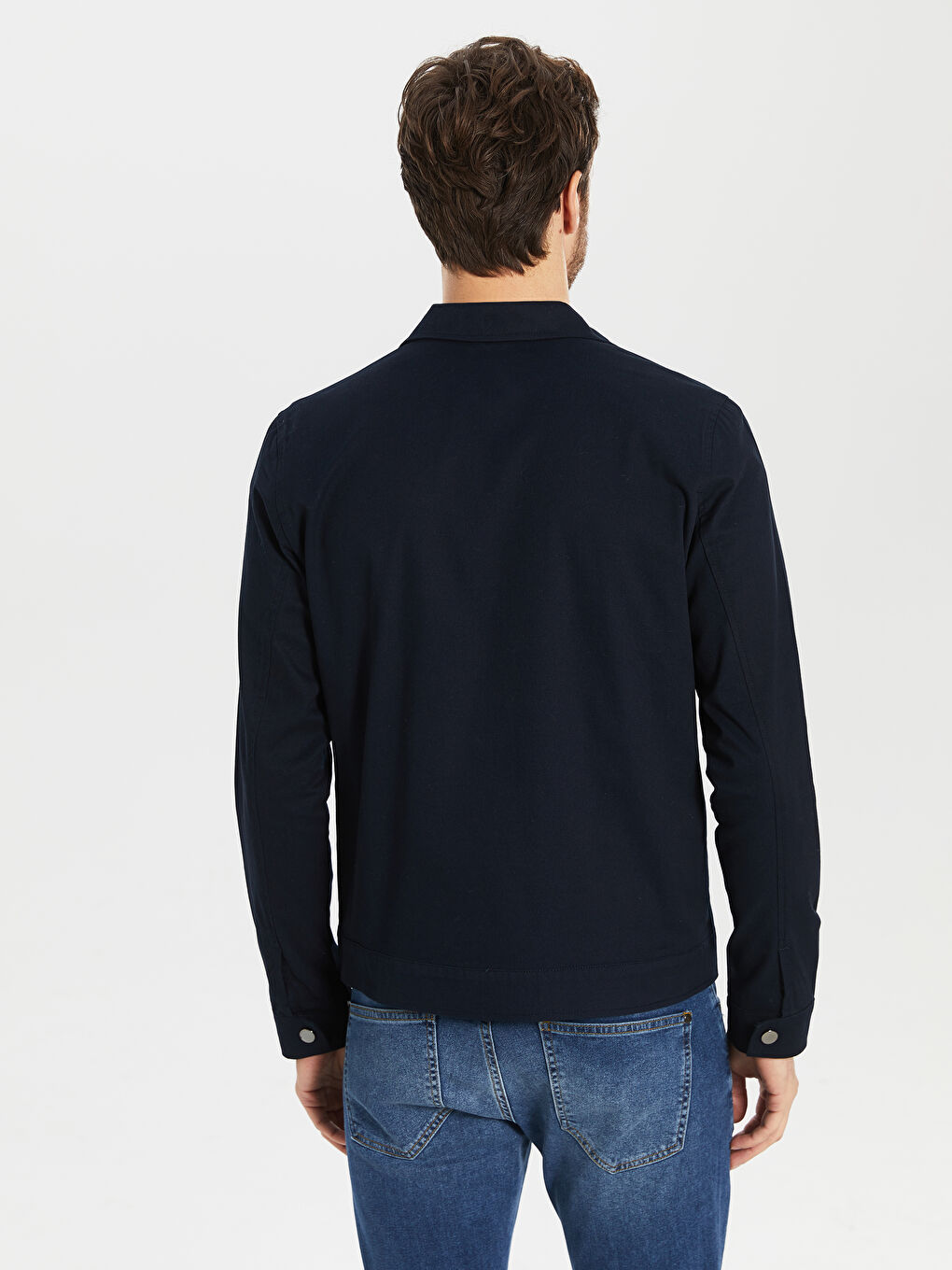 Lacivert Slim Fit Gömlek Yaka Erkek Mont-3