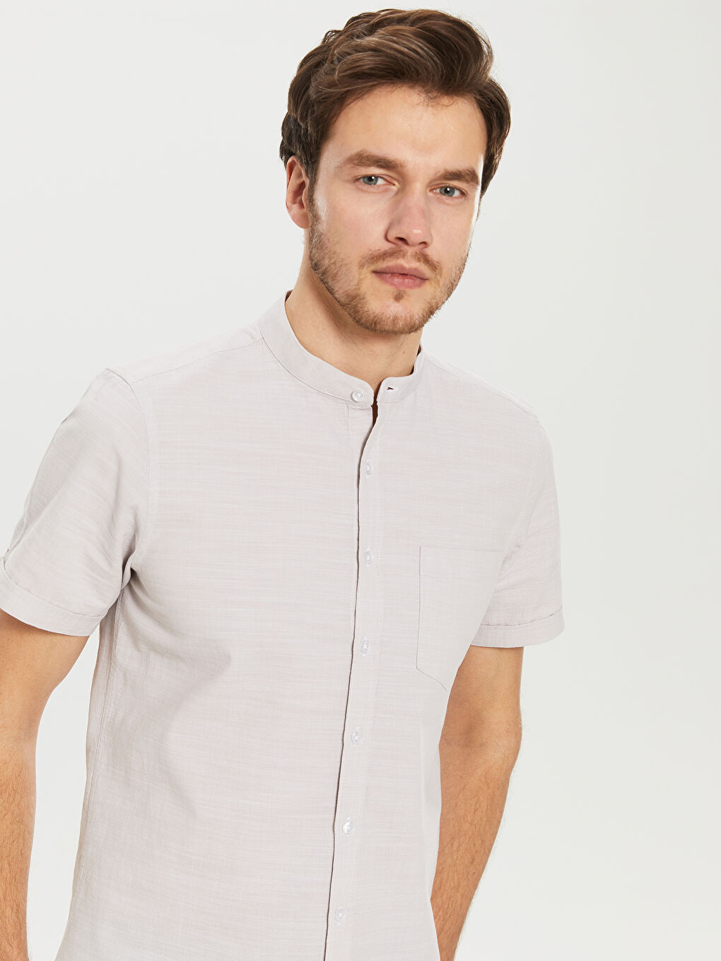 Slim Fit Short Sleeve Poplin Shirt-1
