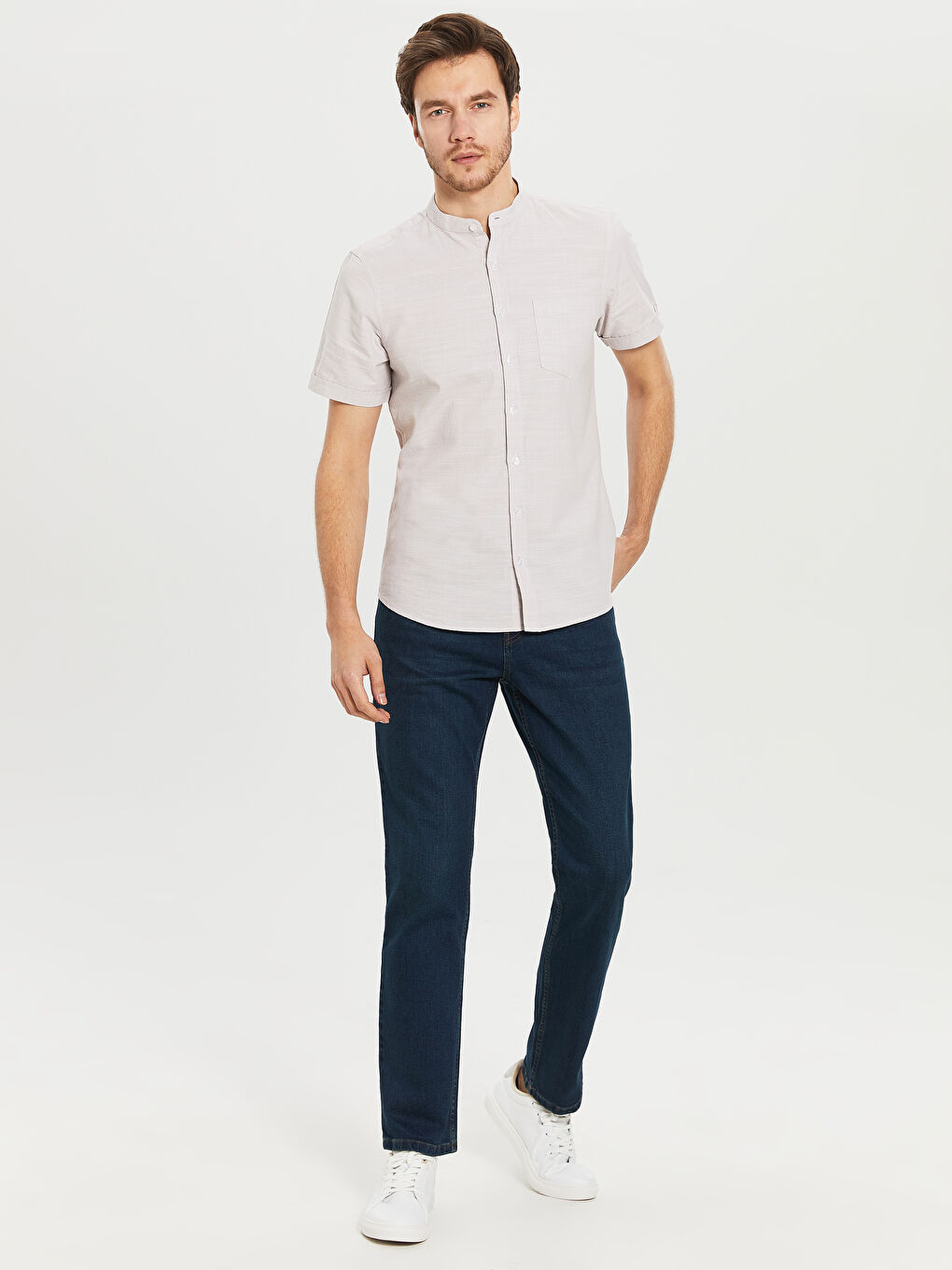 Slim Fit Short Sleeve Poplin Shirt-3