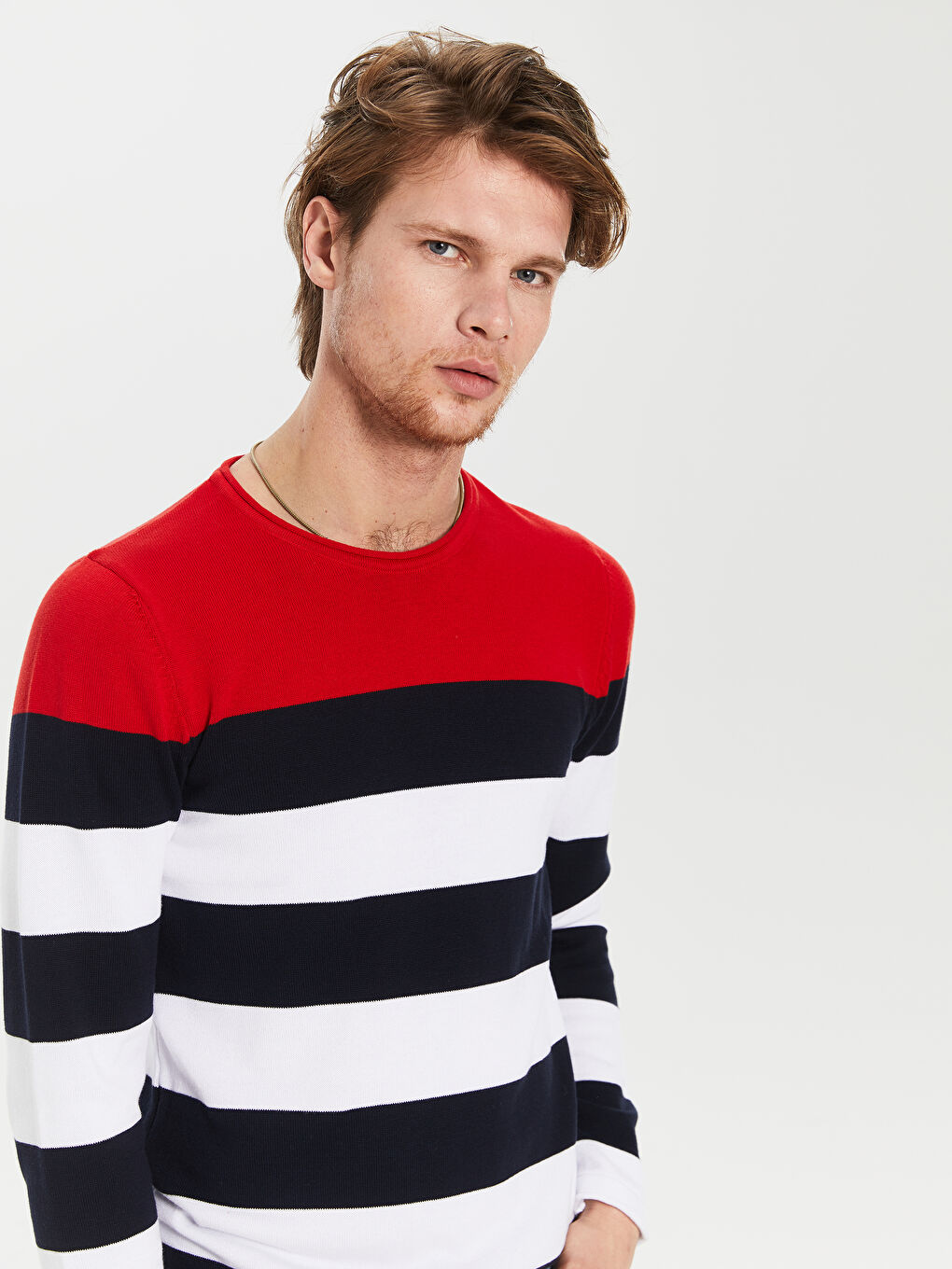 Lacivert Bisiklet Yaka Uzun Kollu Erkek Kazak-3