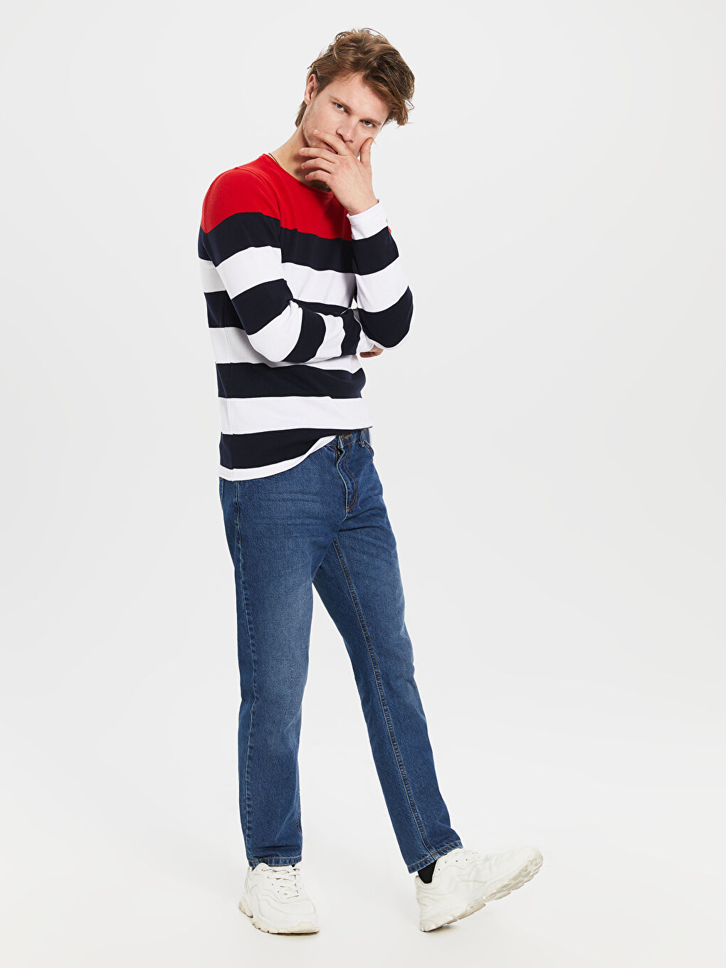 Lacivert Bisiklet Yaka Uzun Kollu Erkek Kazak-5