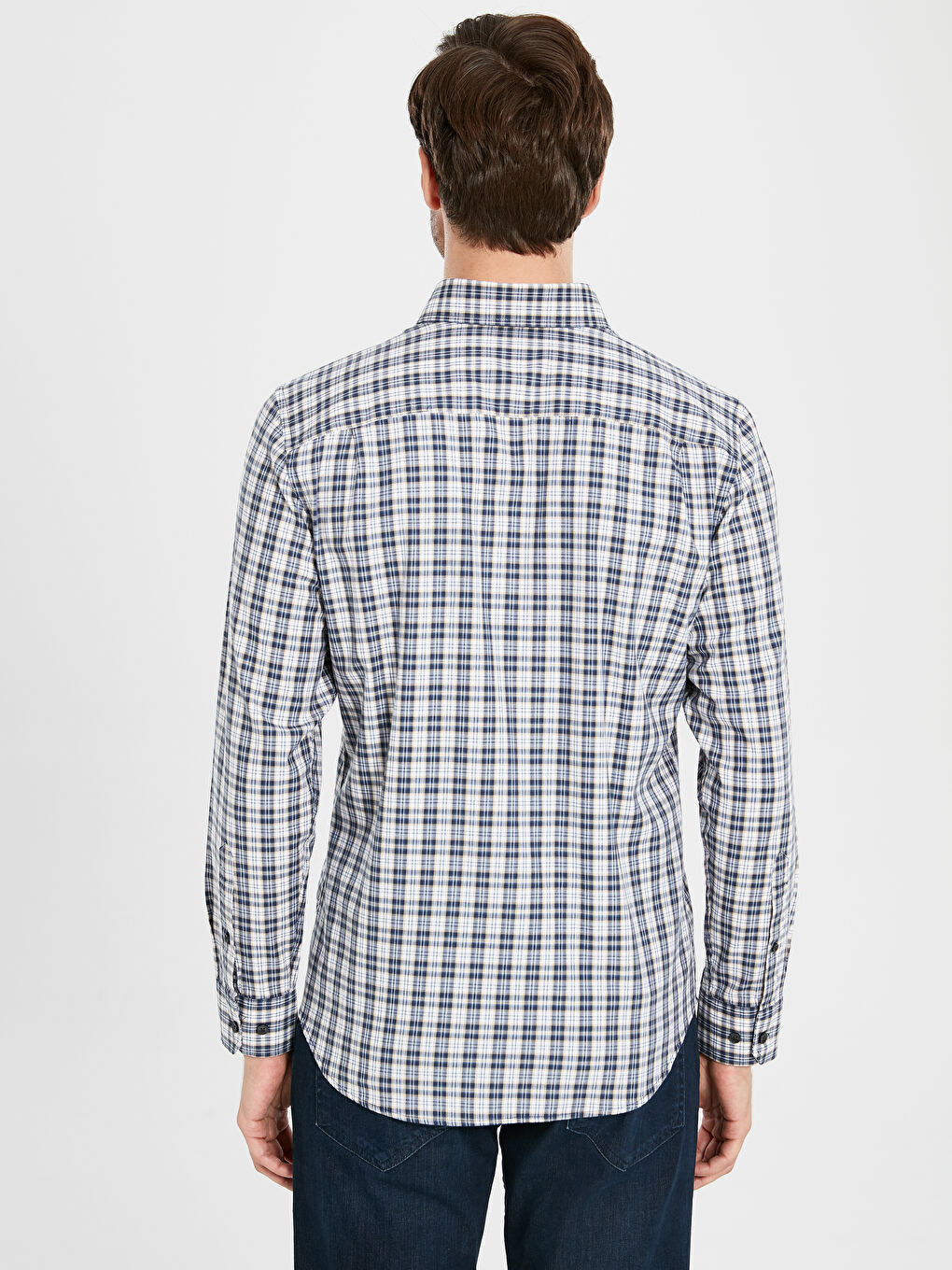 Chemise Gabardine Écossais Manches Longues Coupe Régulière-5