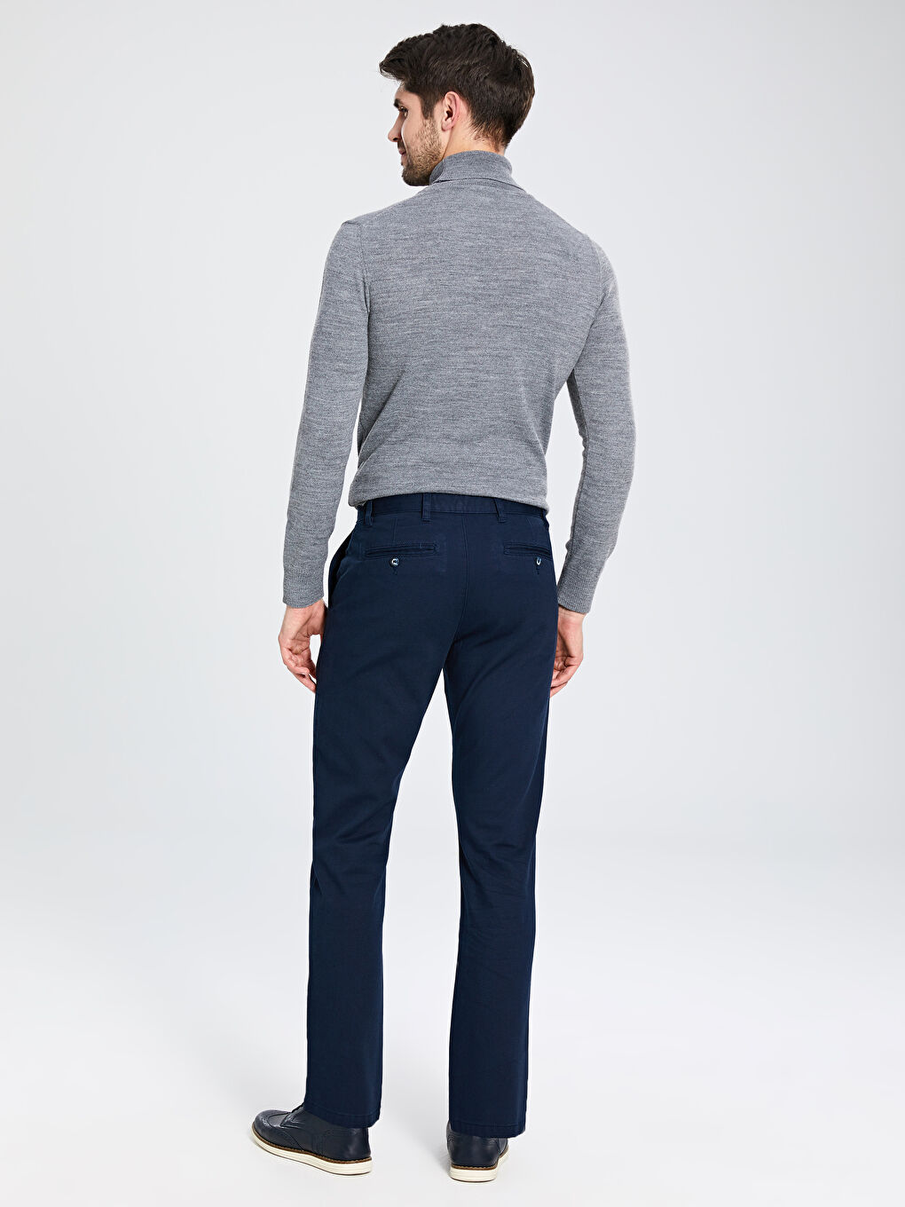 Lacivert Standart Kalıp Armürlü Erkek Pantolon-2