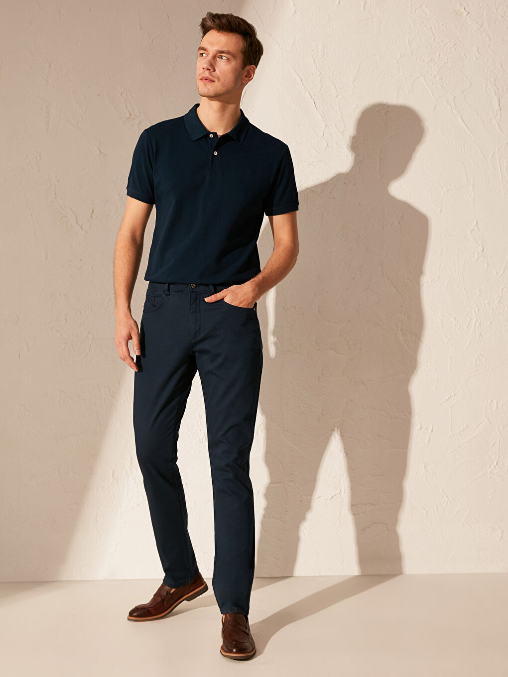 Slim Fit Dobby Fabric Men's Trousers-2