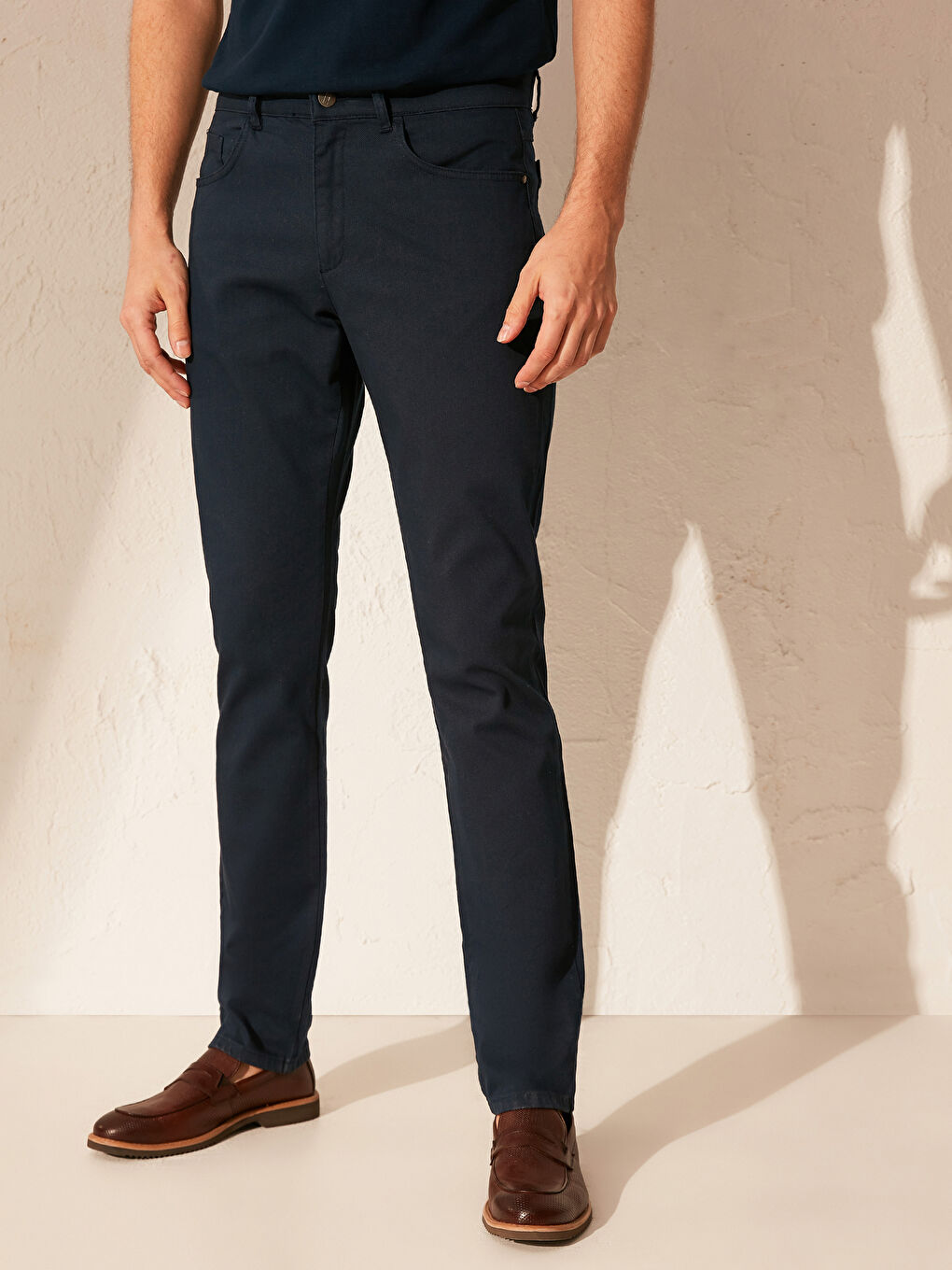 Slim Fit Dobby Fabric Men's Trousers-3