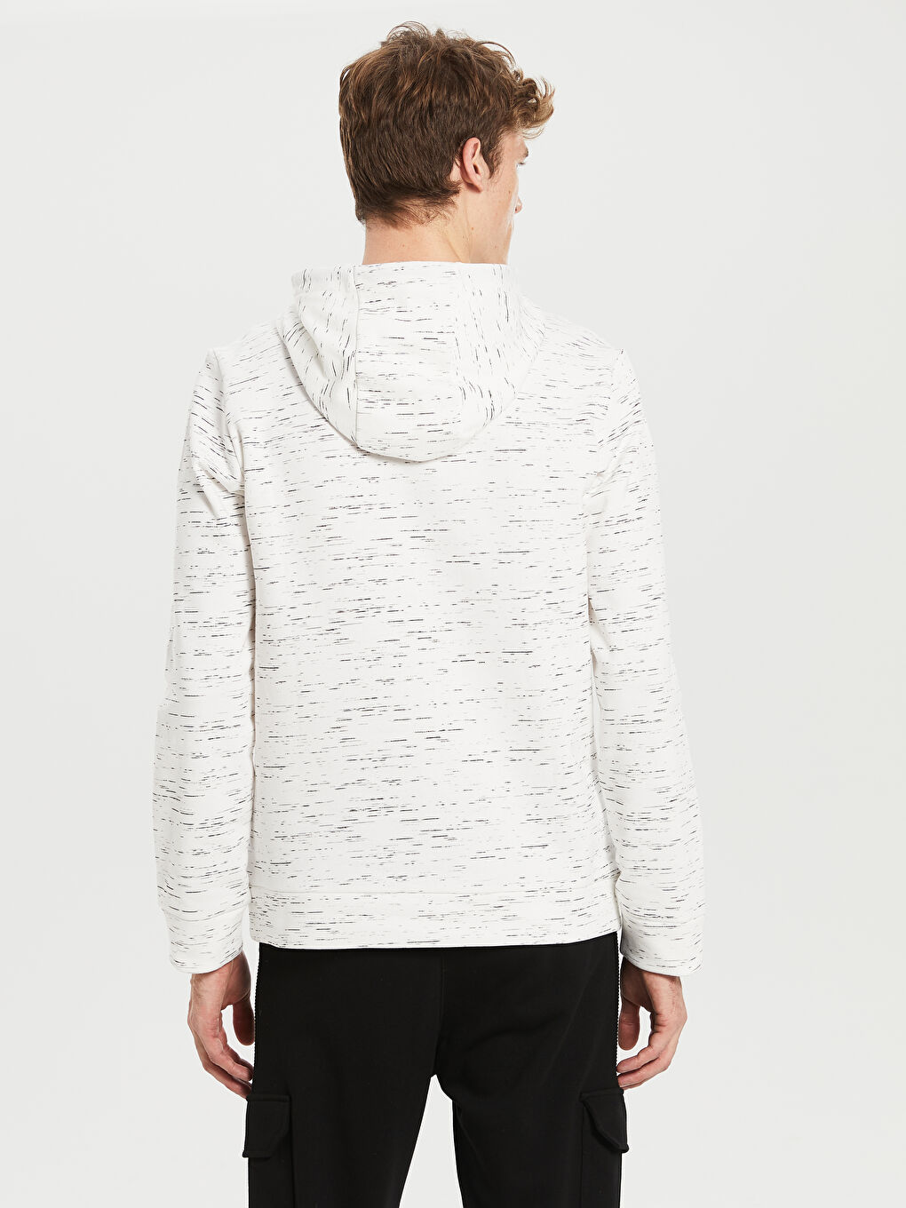 Ekru Uzun Kollu Erkek Hoodie-2