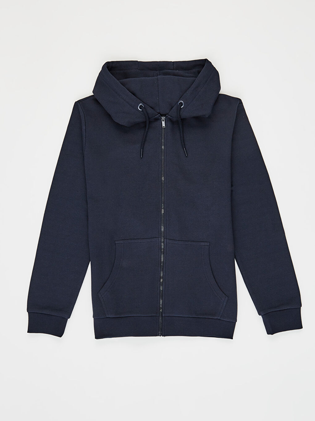 Lacivert Kapüşonlu Fermuarlı Erkek Sweatshirt-1