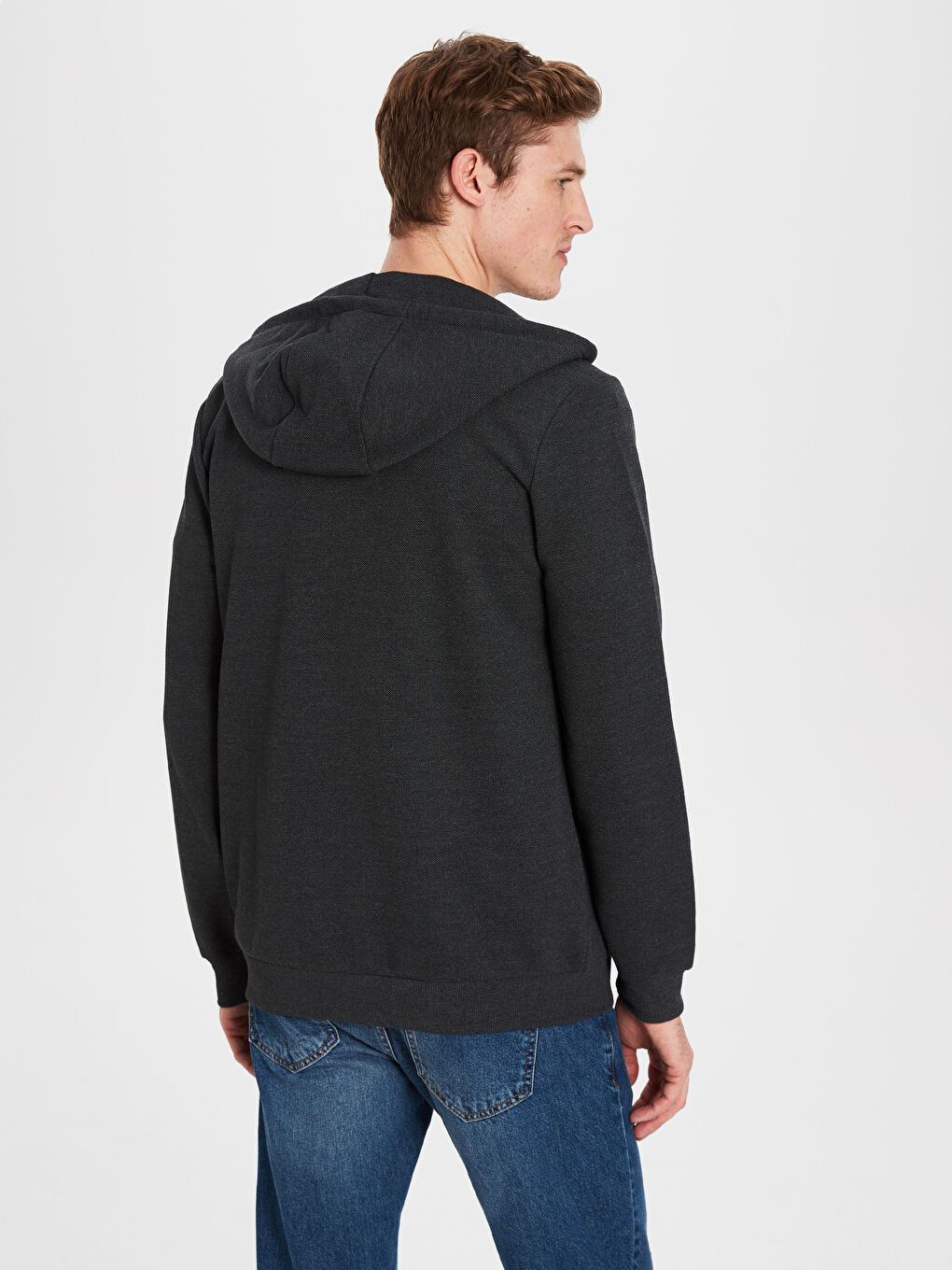 سويت شيرت مزود بغطاء رأس بسحاب للرجال-3