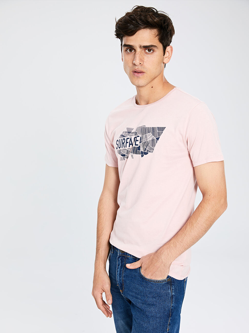 Мужчины Розовый Футболка