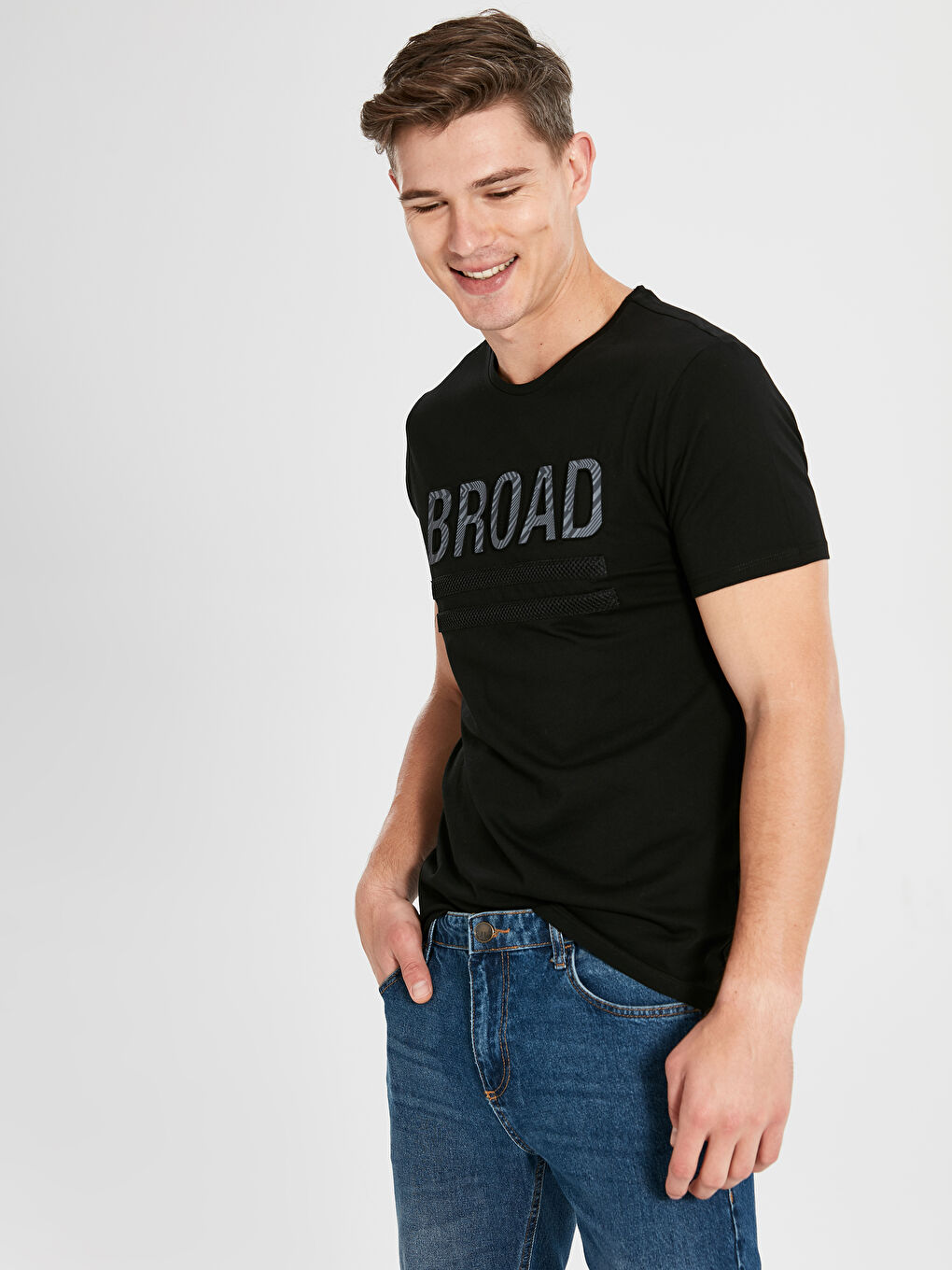 Футболка из чесаного хлопка с коротким рукавом для мужчин-1