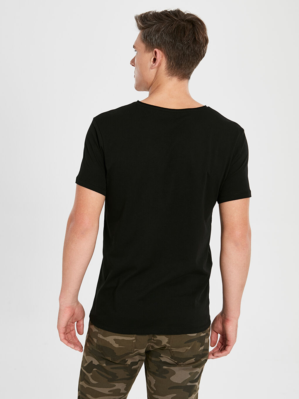 Футболка из чесаного хлопка с коротким рукавом для мужчин-1