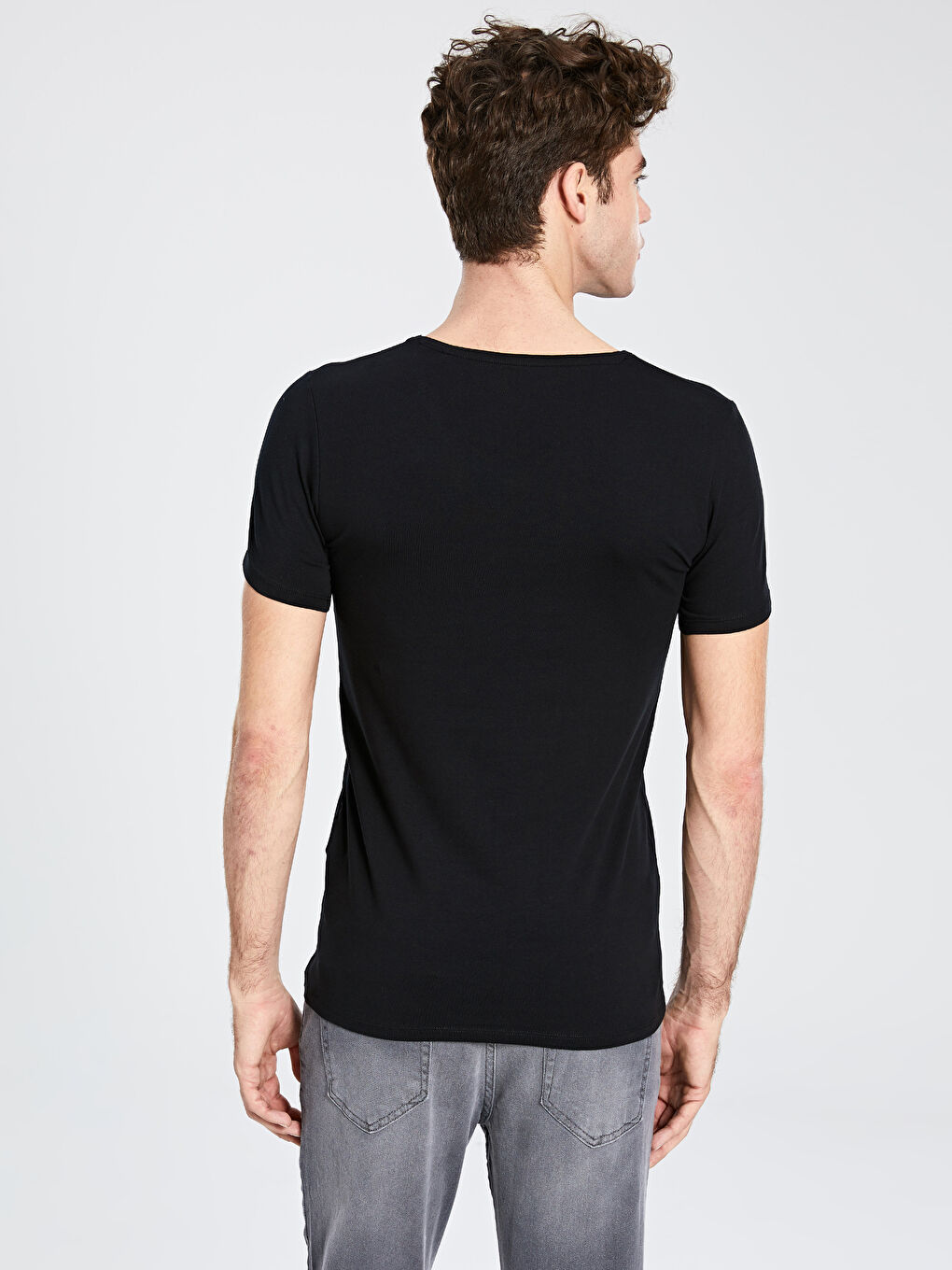 Футболка для чоловіків з V-подібним вирізом і коротким рукавом-3