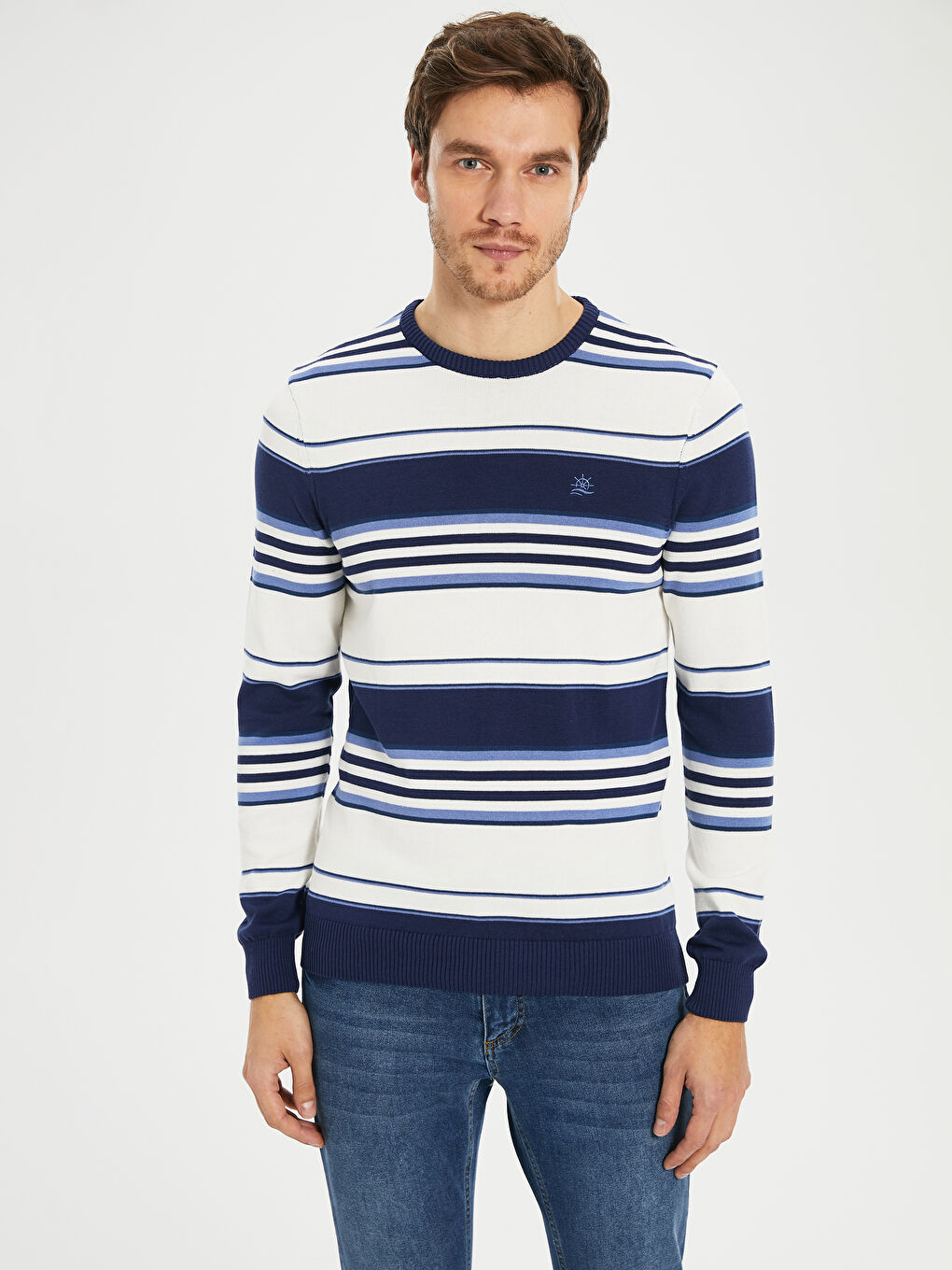 Mavi Uzun Kollu Erkek Kazak-2