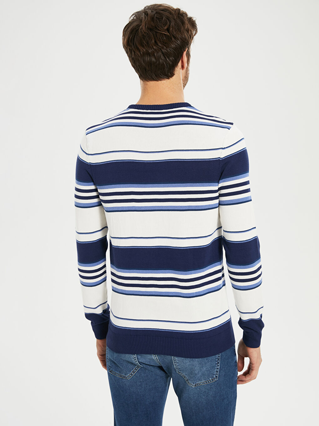 Mavi Uzun Kollu Erkek Kazak-3