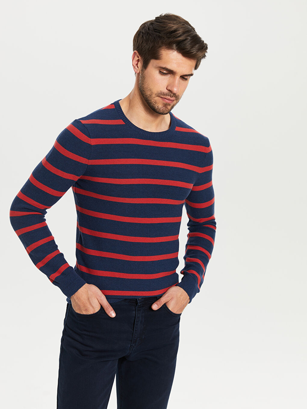 Kırmızı Uzun Kollu Erkek Kazak-1