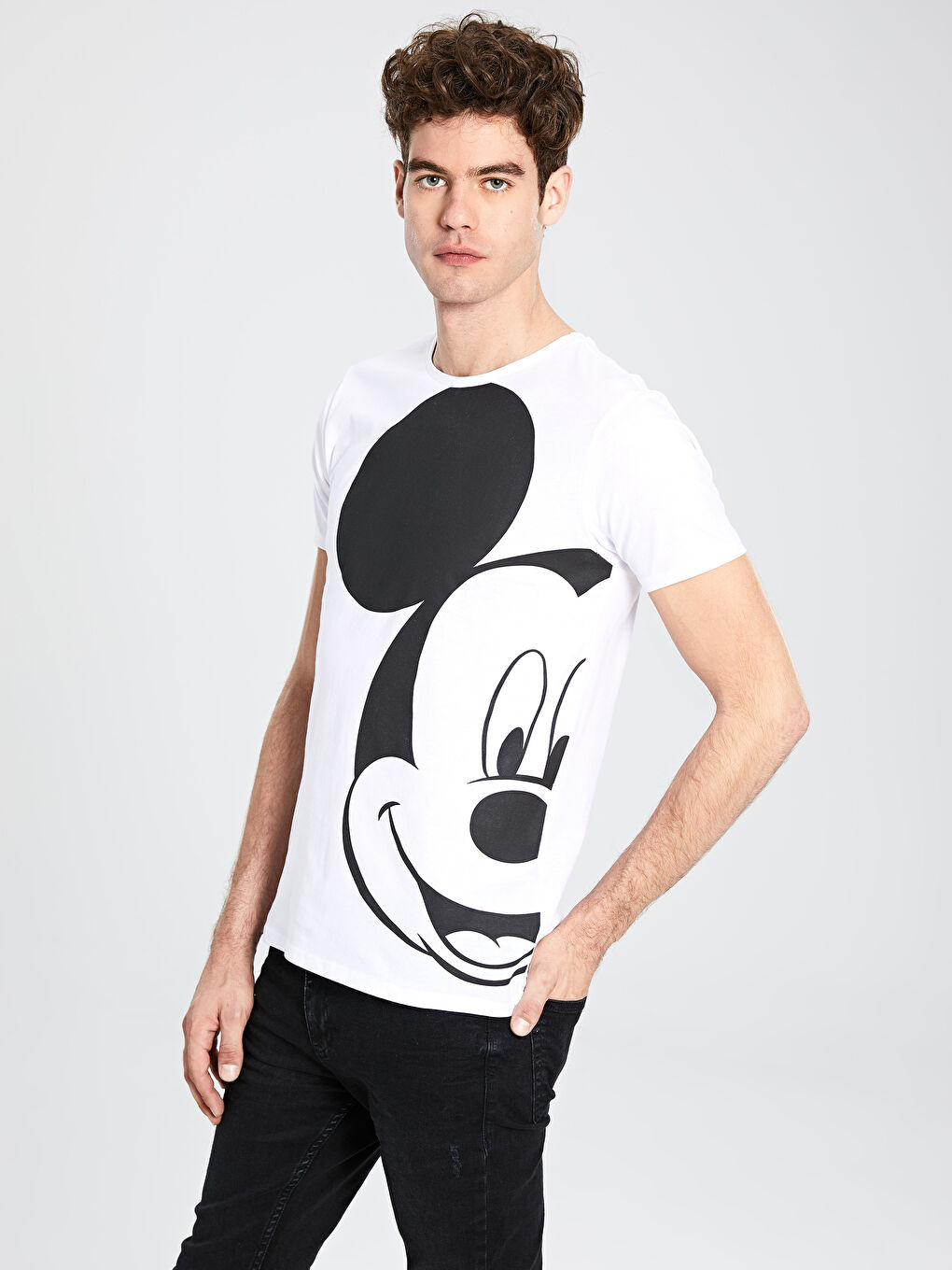 Beyaz Kısa Kollu Penye Erkek Tişört-1