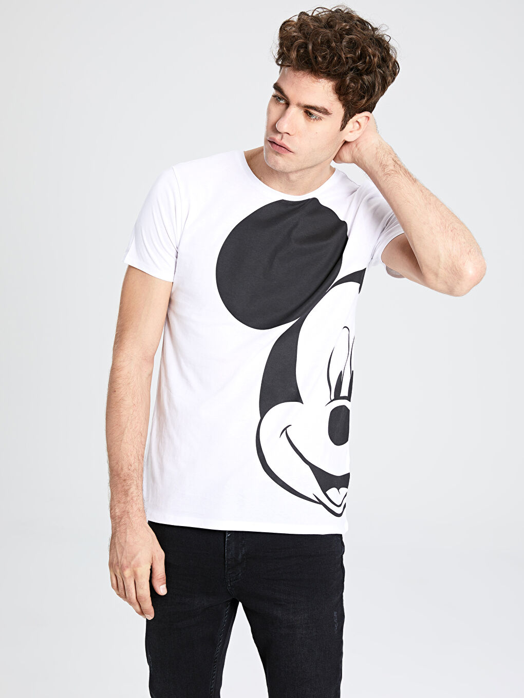 Beyaz Kısa Kollu Penye Erkek Tişört-2