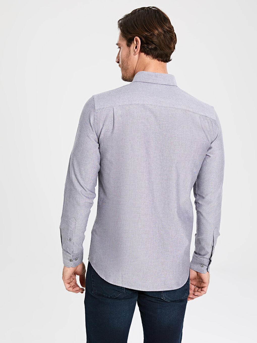 Regular Fit Long Sleeve Oxford Men's Shirt-2