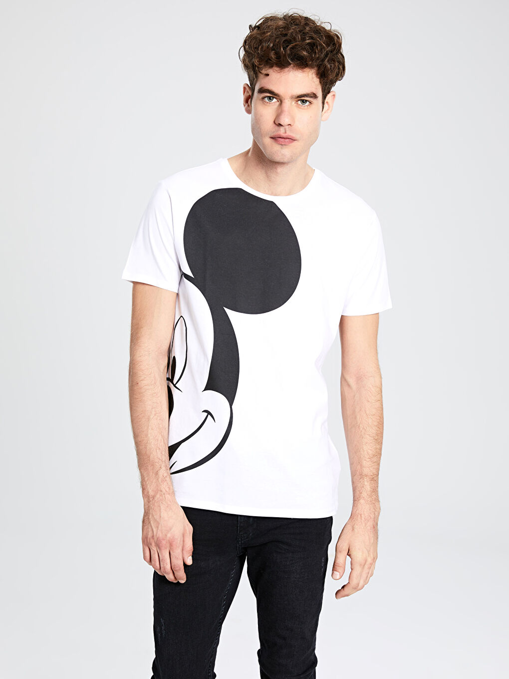 Beyaz Kısa Kollu Penye Erkek Tişört-1