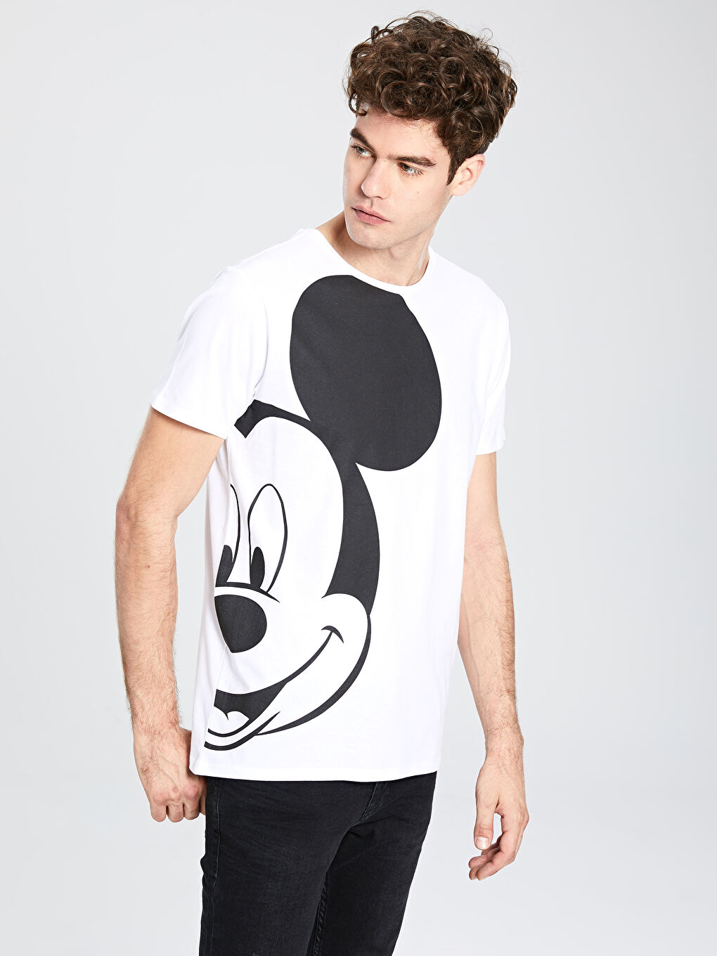 Beyaz Kısa Kollu Penye Erkek Tişört-2