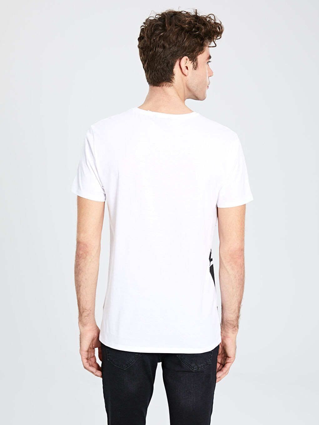 Beyaz Kısa Kollu Penye Erkek Tişört-3