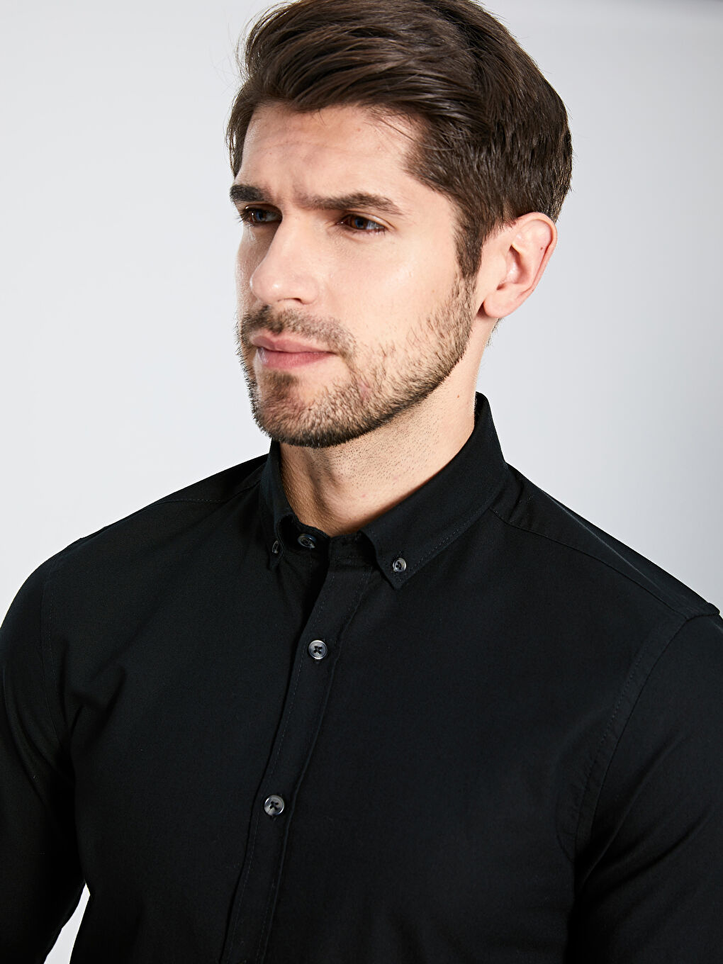 Slim Fit Long Sleeve Oxford Men's Shirt-2