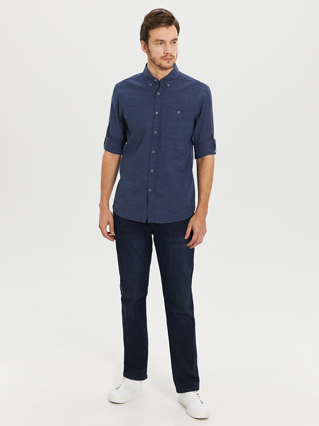 İndigo Regular Fit Uzun Kollu Poplin Erkek Gömlek-4