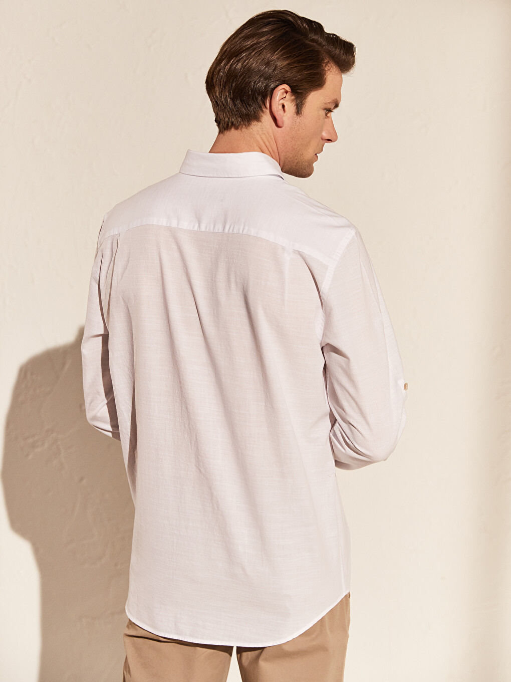 Regular Fit Long Sleeve Poplin Men's Shirt-3